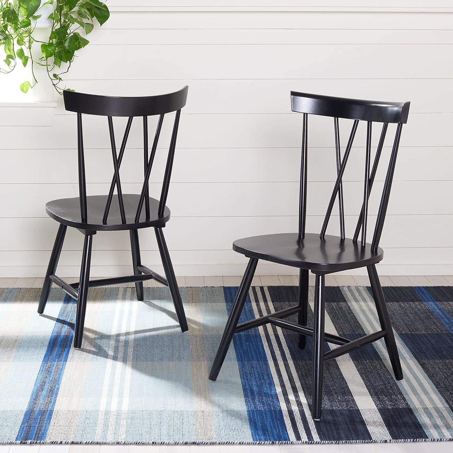 Contemporary Black Windsor Silhouette Upholstered Dining Chair Set