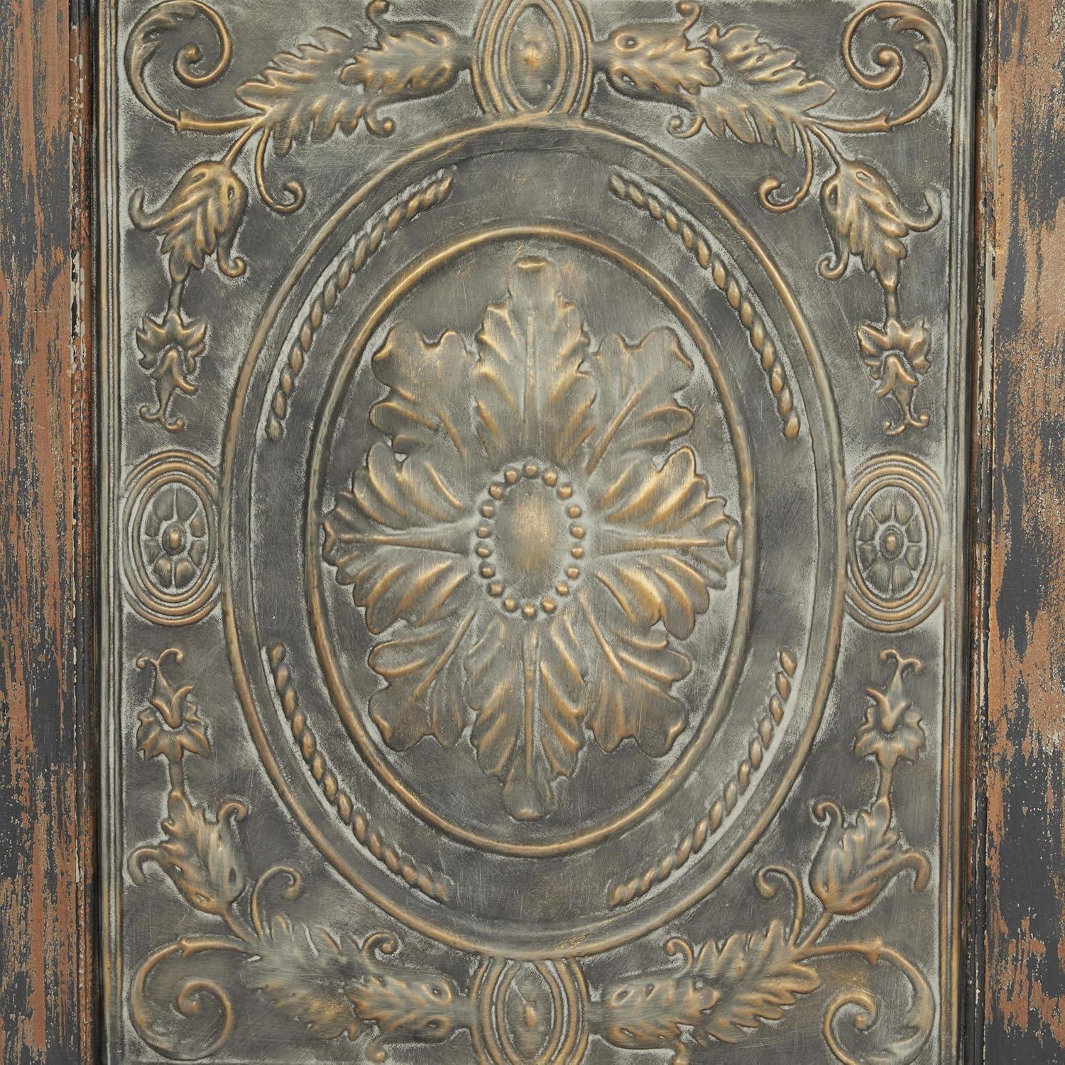 DecMode Decoración de Pared de Metal y Madera Inspirada en Puertas Arqueadas Rústicas 72" de Alto x 19 de Largo, Acabado en Marrón Desgastado con Carácter Orgánico