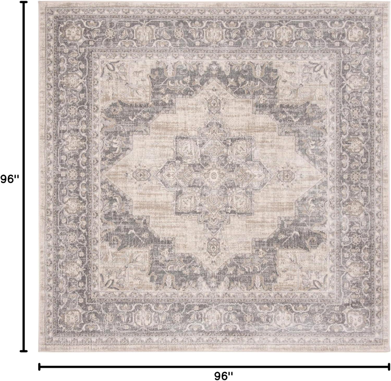 Brentwood BNT865 Power Loomed Indoor Area Rug - Cream/Grey - 8'x8' - Safavieh