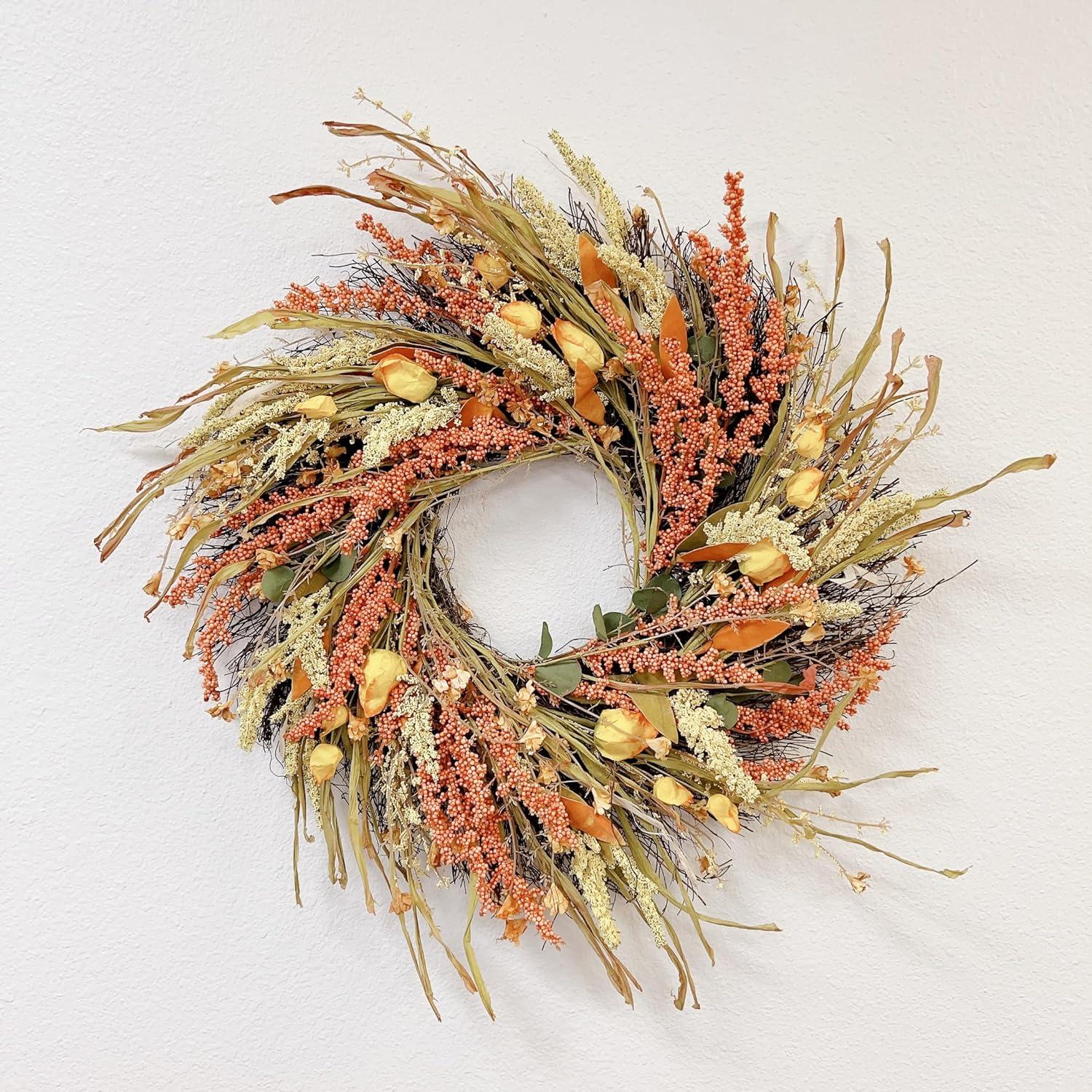 24-Inch Harvest Gold Wheat Ears Fall Wreath