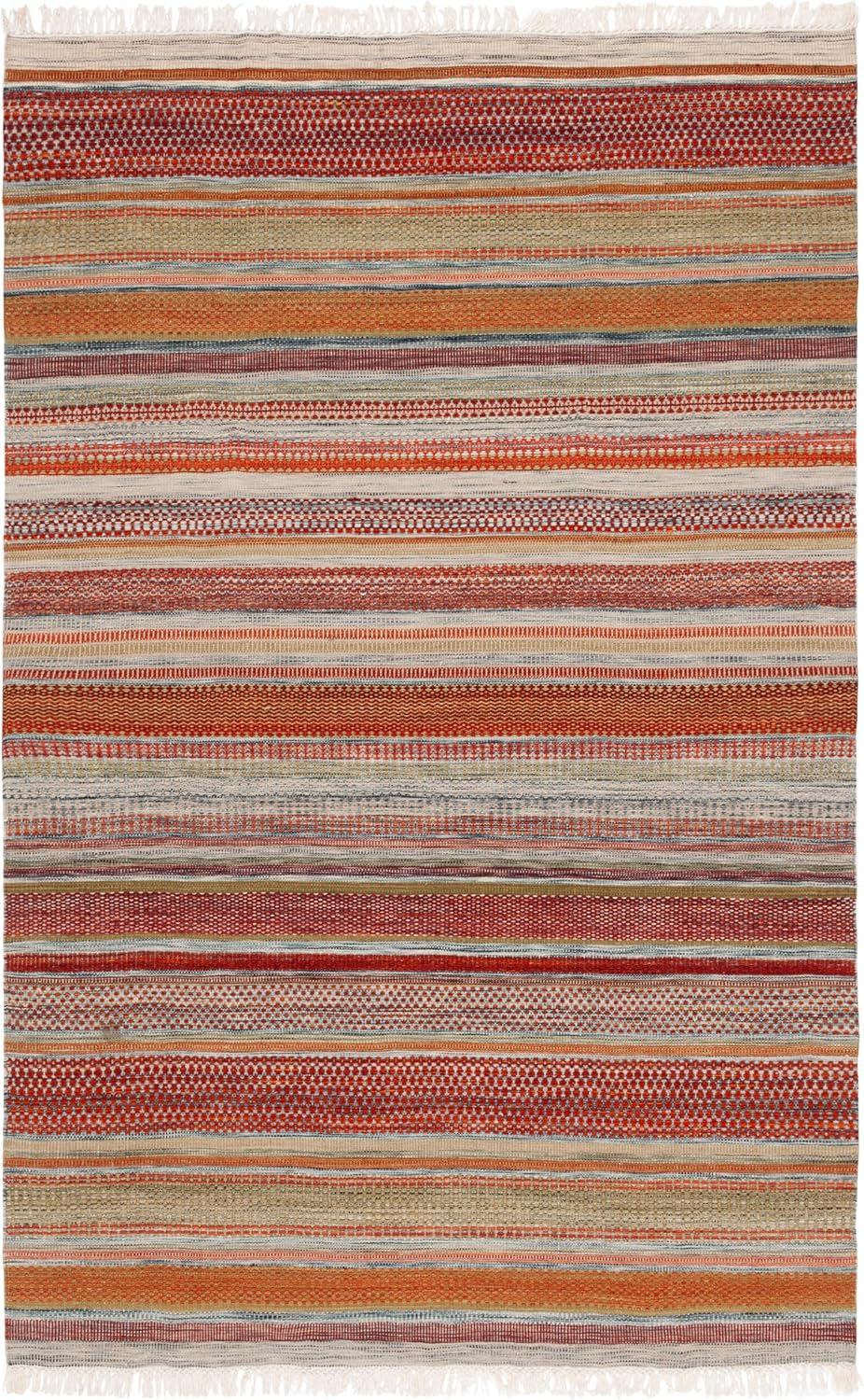 Striped Kilim STK311 Hand Woven Indoor Area Rug - Beige - 6'x9' - Safavieh.