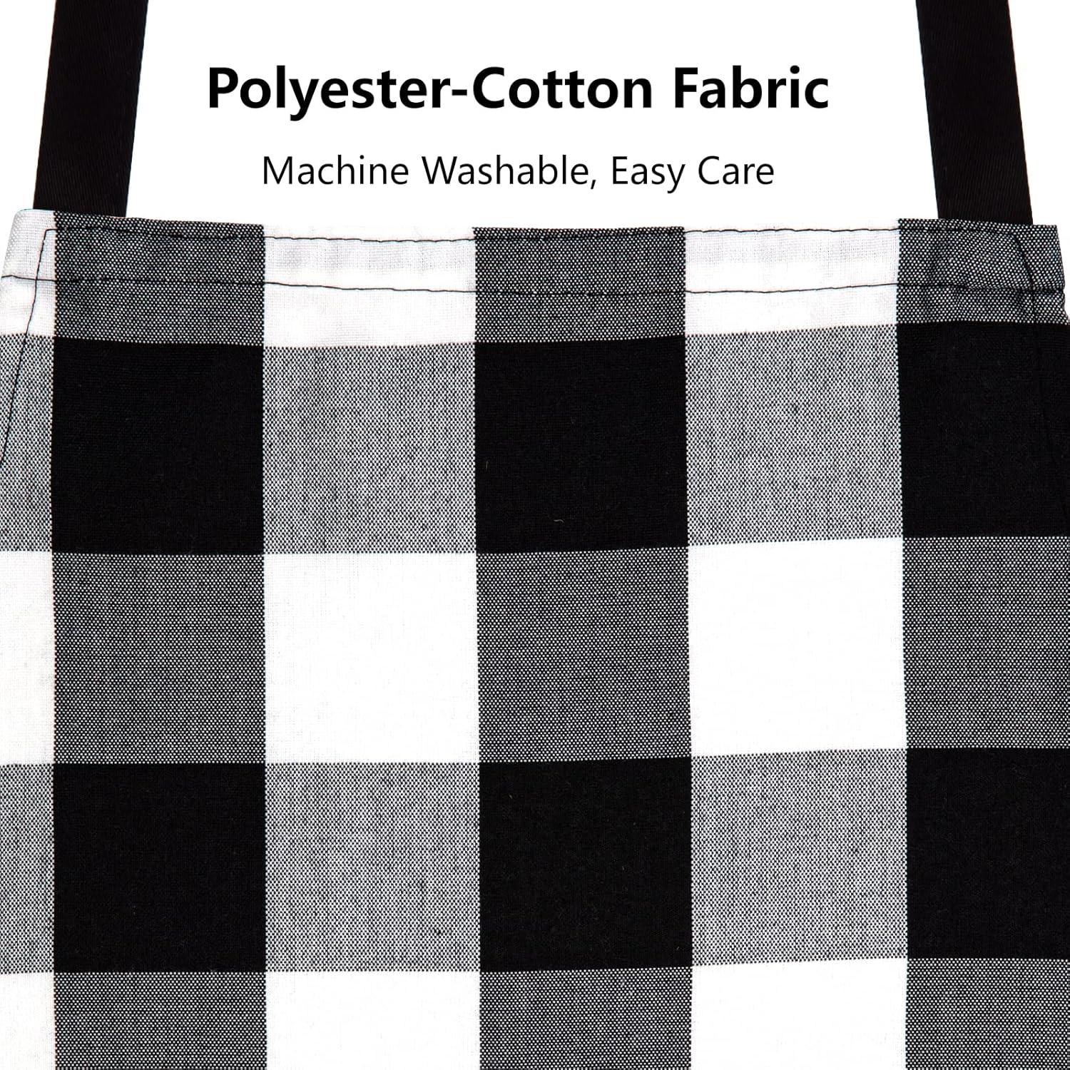 Farmhouse Living Buffalo Check Kitchen Apron with Pocket - 28" x 33" - Black/White - Elrene Home Fashions