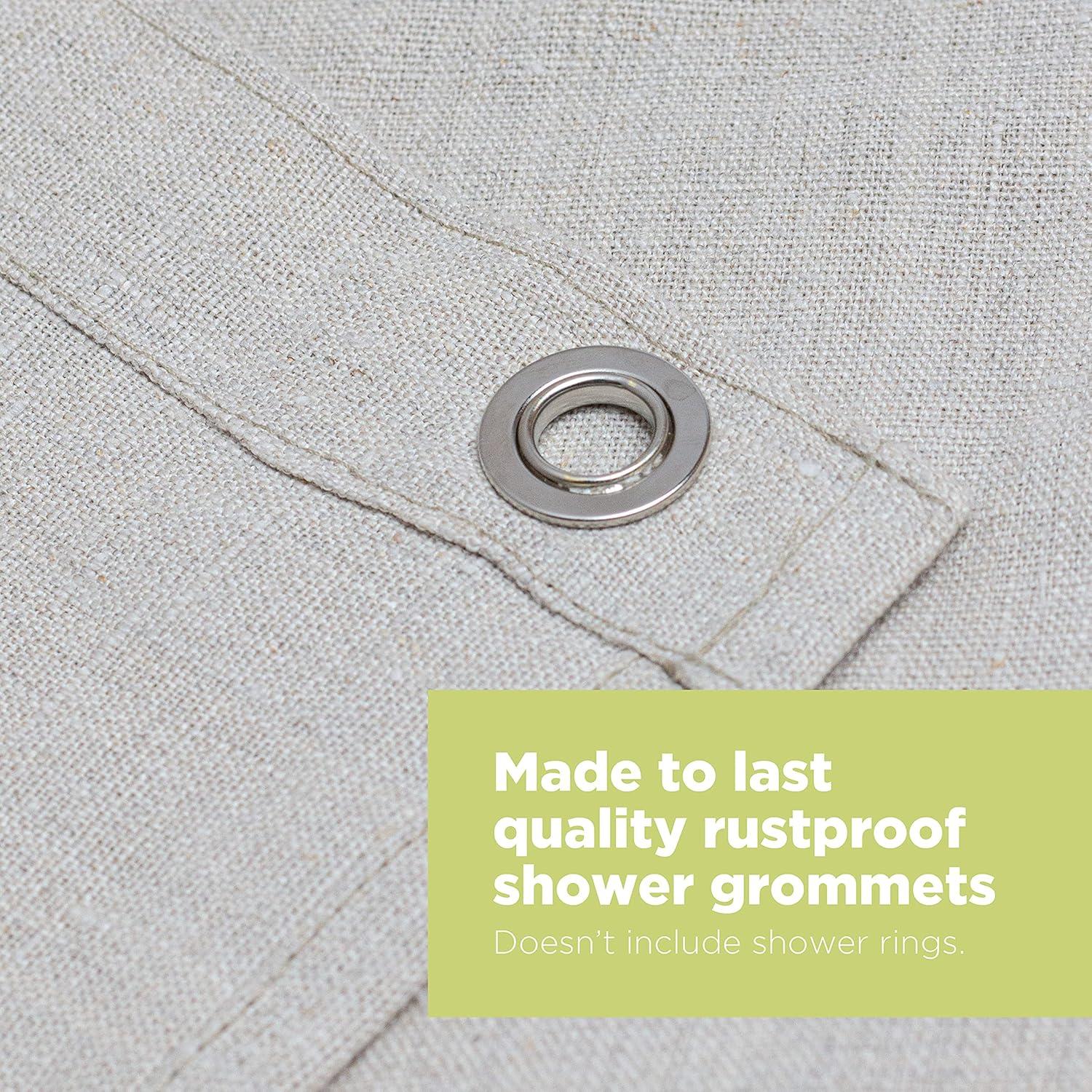 Natural Hemp 36x74" Stall Shower Curtain - Natural fabric Leakproof curtain for luxury bathroom decor - White
