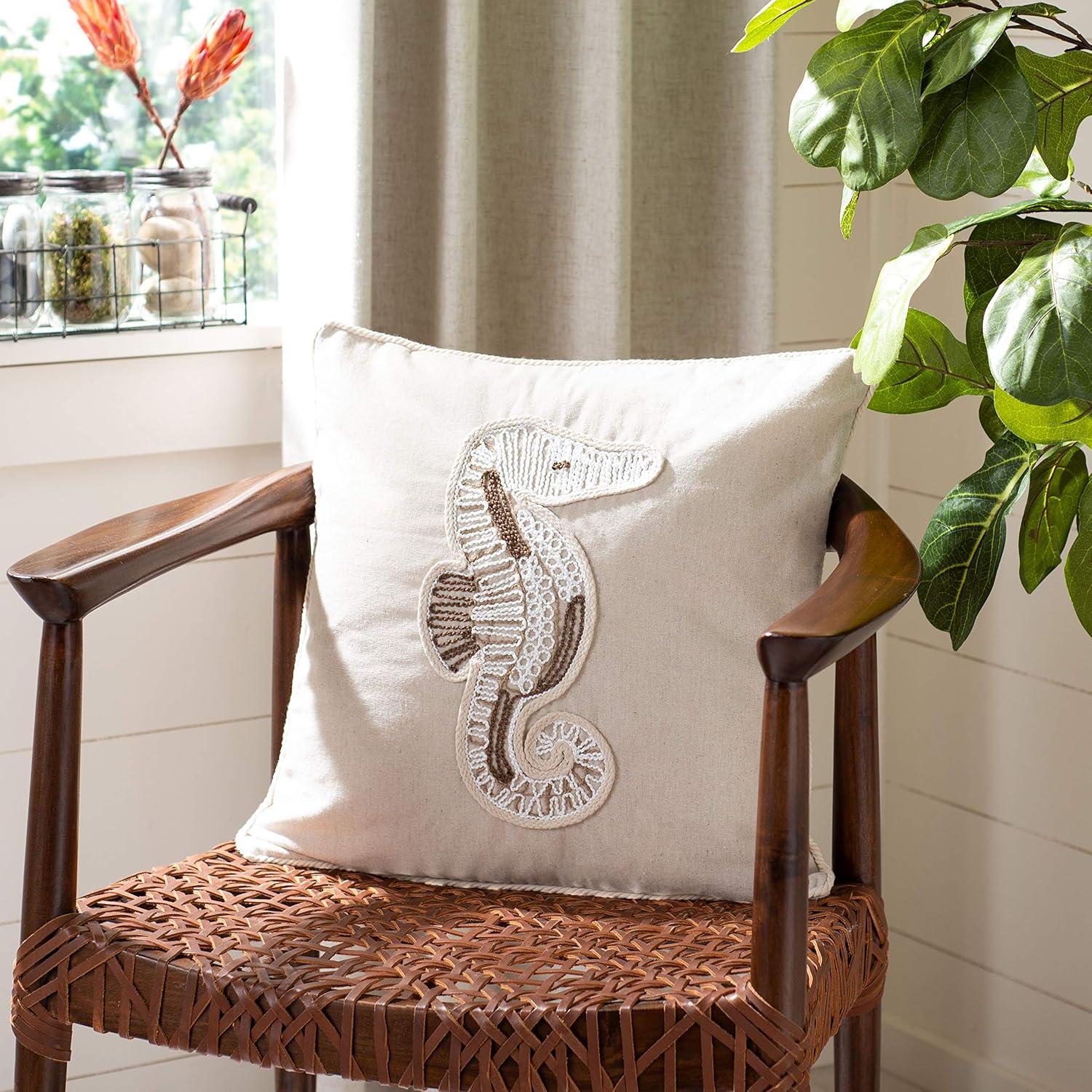 Safavieh Sanden Seahorse Embroidered Cotton Throw Pillow