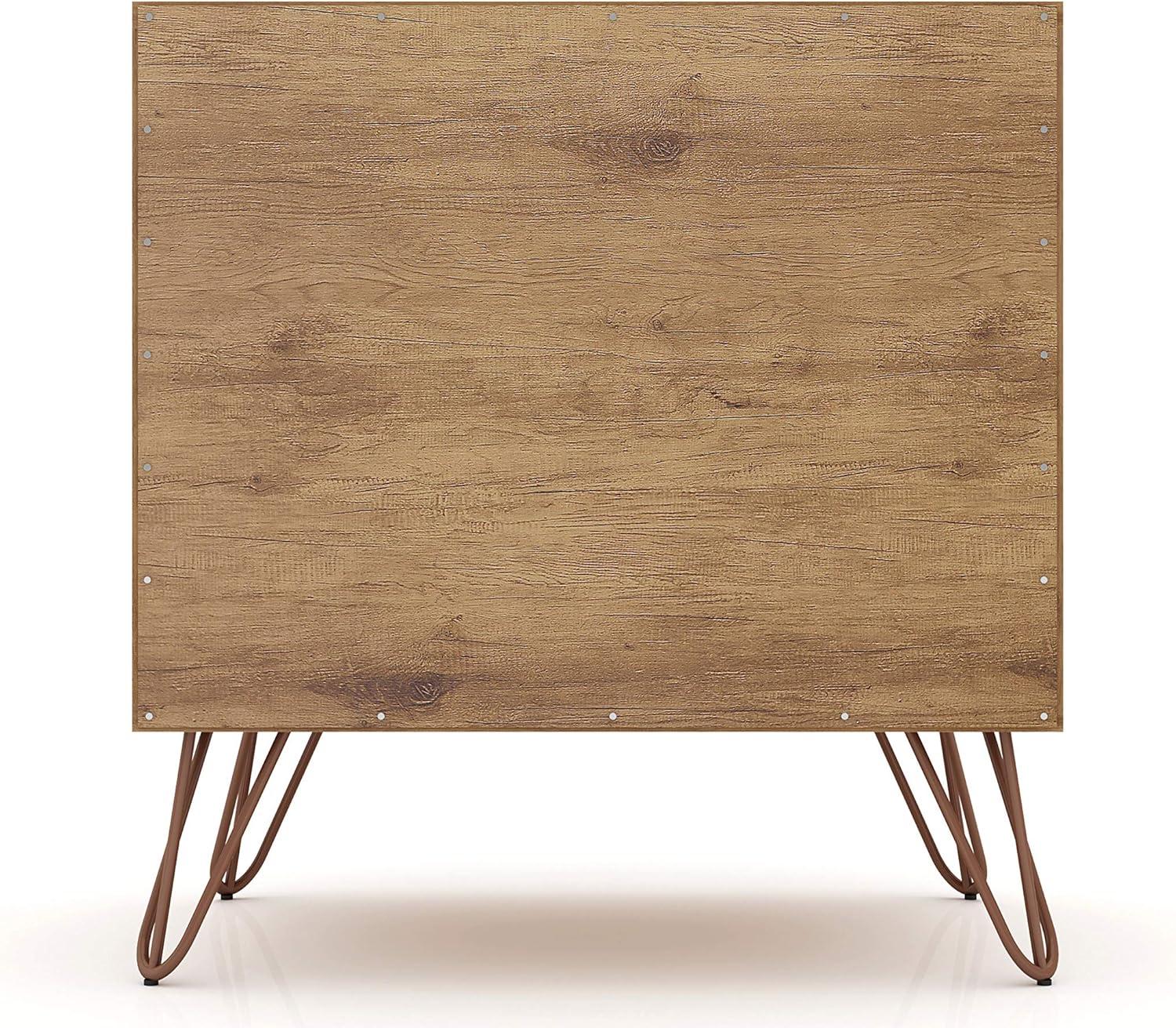 2.0 Rockefeller Nightstand Textured Gray - Manhattan Comfort: Modern Bedside Table, 2 Drawers, Metal Legs