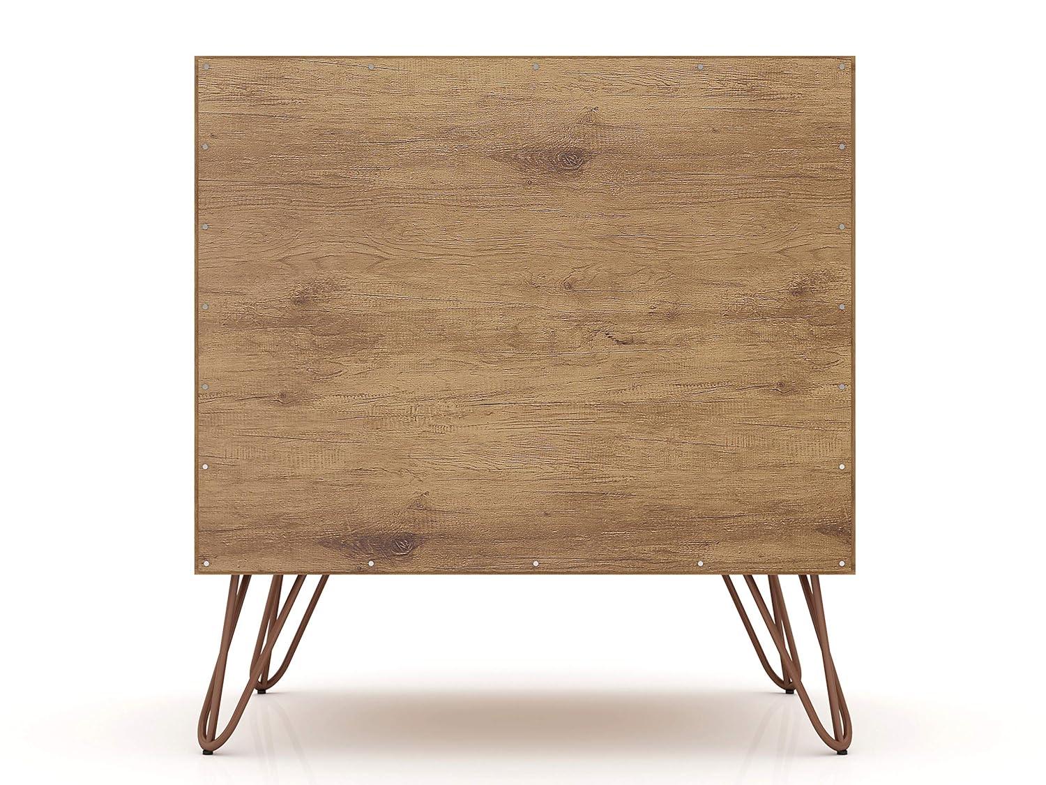 2.0 Rockefeller Nightstand Textured Gray - Manhattan Comfort: Modern Bedside Table, 2 Drawers, Metal Legs