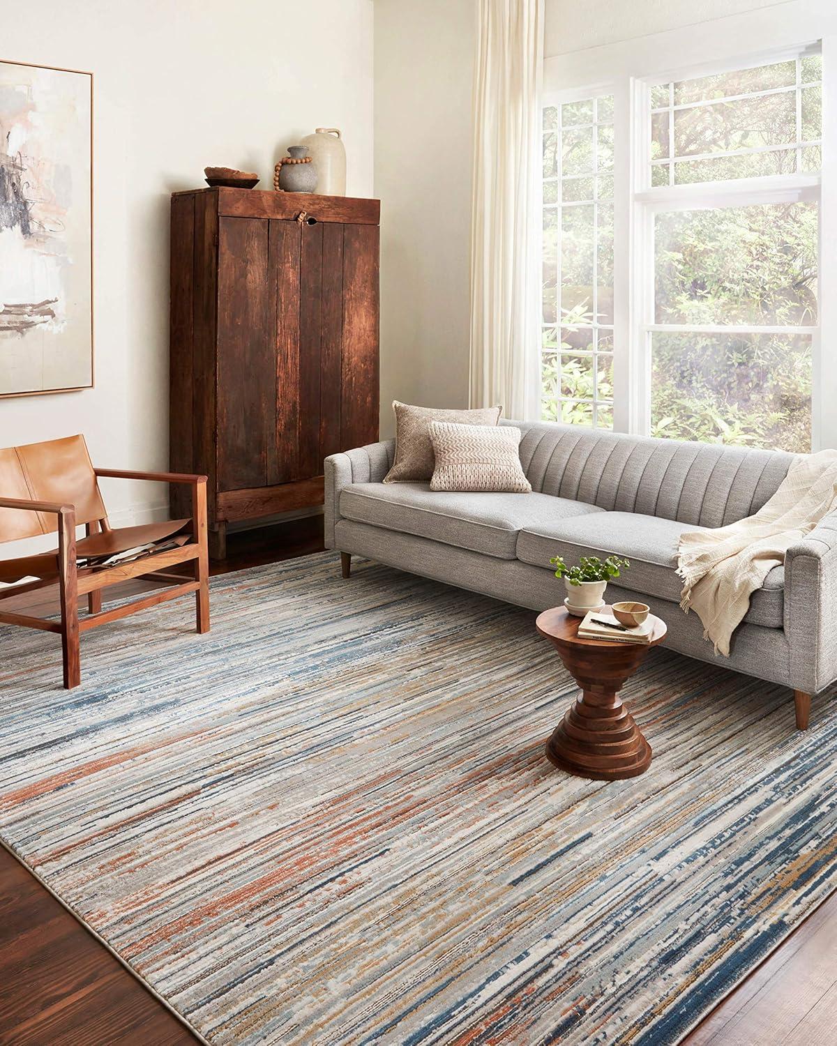 Loloi II Bianca Collection BIA-08 Pebble / Multi, Abstract Area Rug 5'-3" x 7'-6"