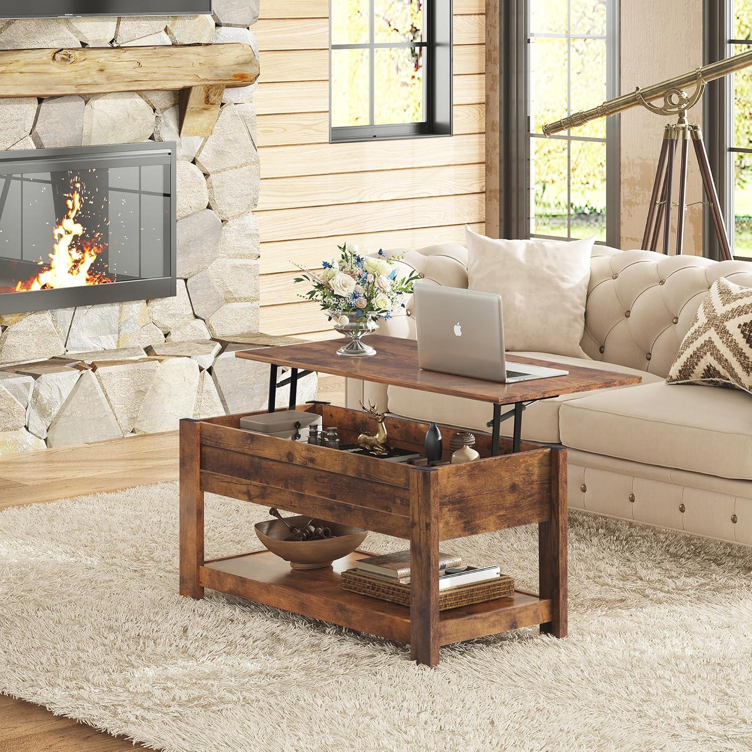 Millwood Pines Coffee Table, 39" Lift Top Coffee Table With Hidden Compartment And Storage Shelf For Living Room