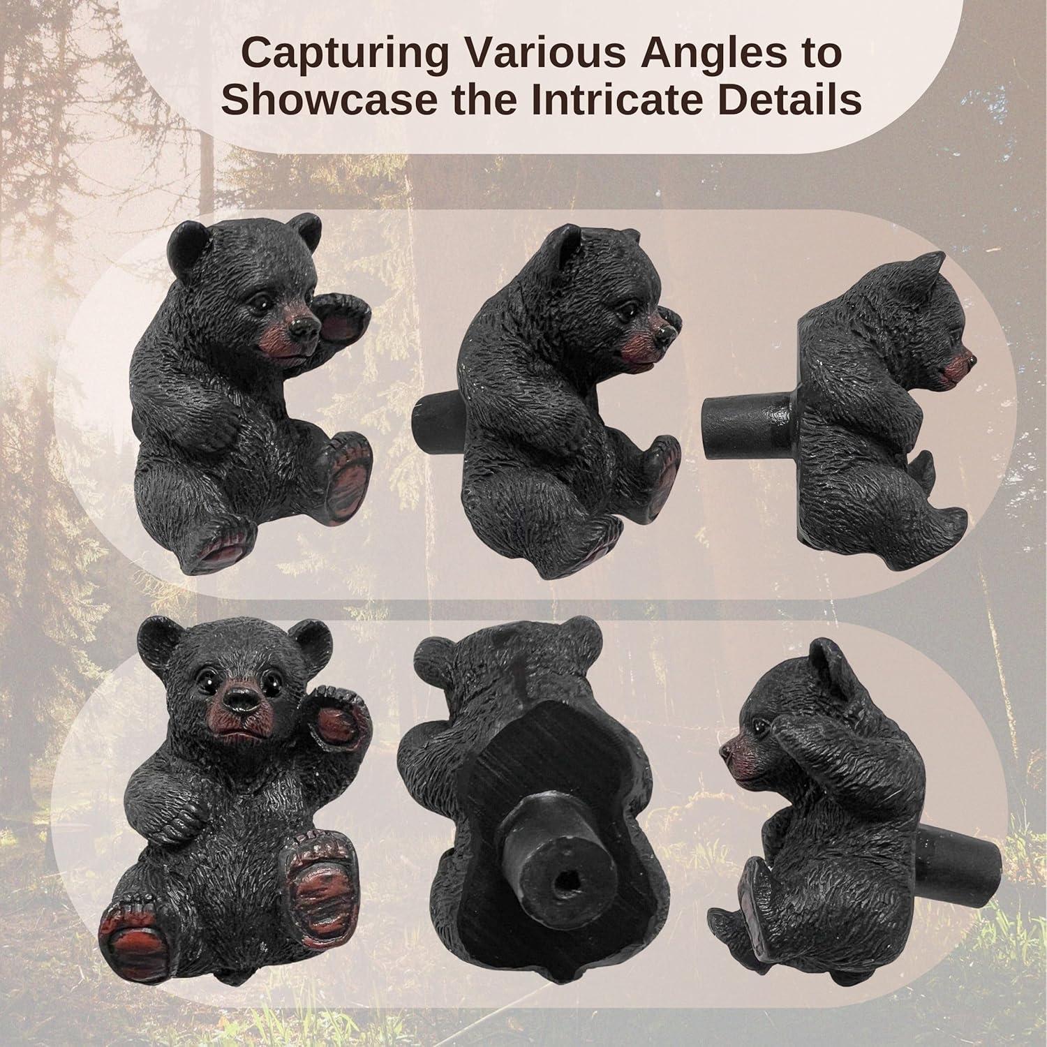 BestGiftEver Black Bear Drawer Pull and Cabinet Knob - Rustic Decor Dresser Hardware, Ideal for Mountain, Cabin, Lodge or Woodland Home Decorations with Wildlife Charm (Adorable Curious Bear Design)