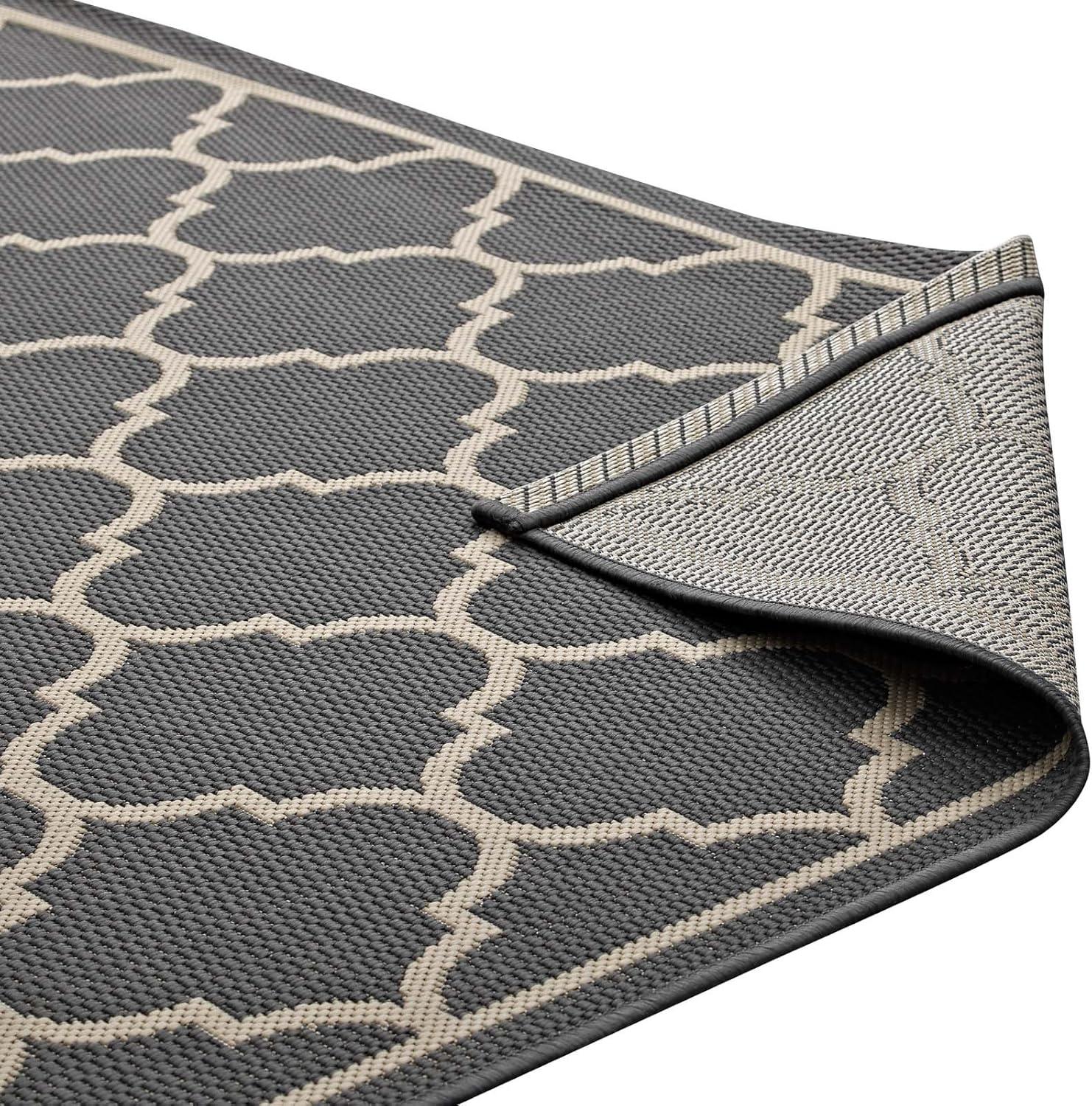 Avena 8' x 10' Gray and Beige Synthetic Trellis Area Rug