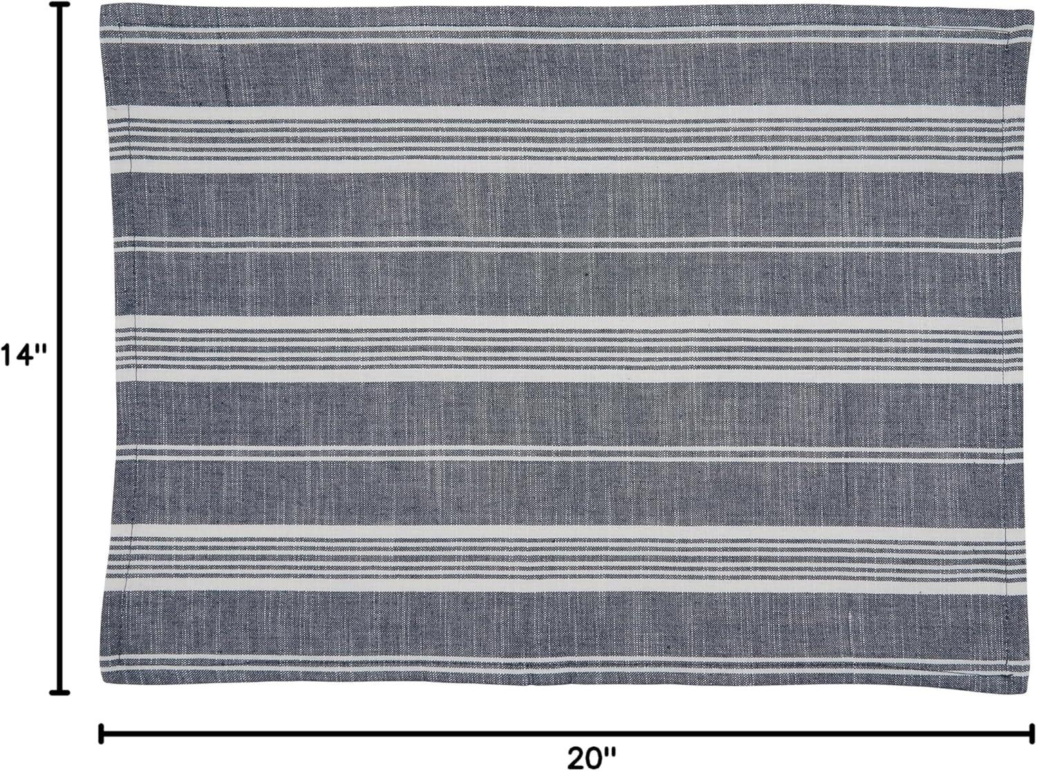 Rustic Black and White Striped Cotton Placemats Set of 4