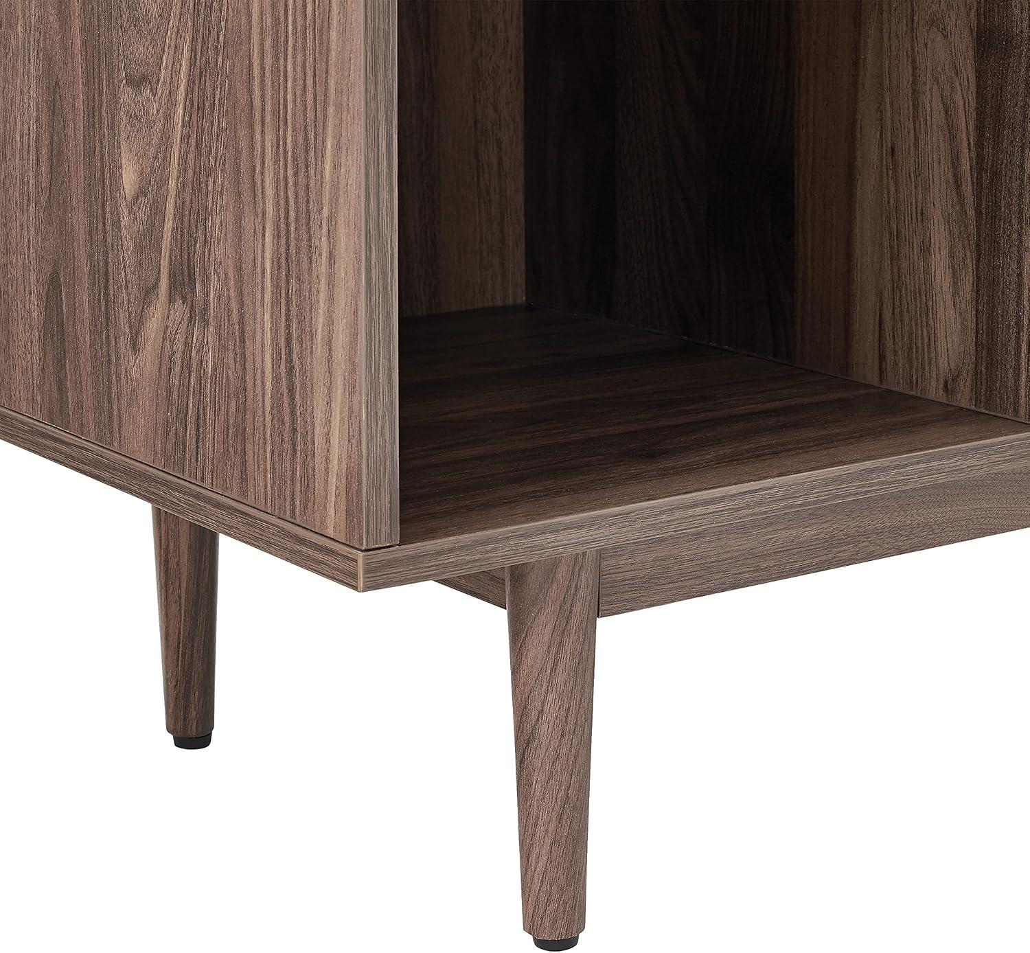 35.88" Liam 6 Cube Bookcase Walnut - Crosley: Mid-Century Design, Media Center-Compatible, Tapered Legs