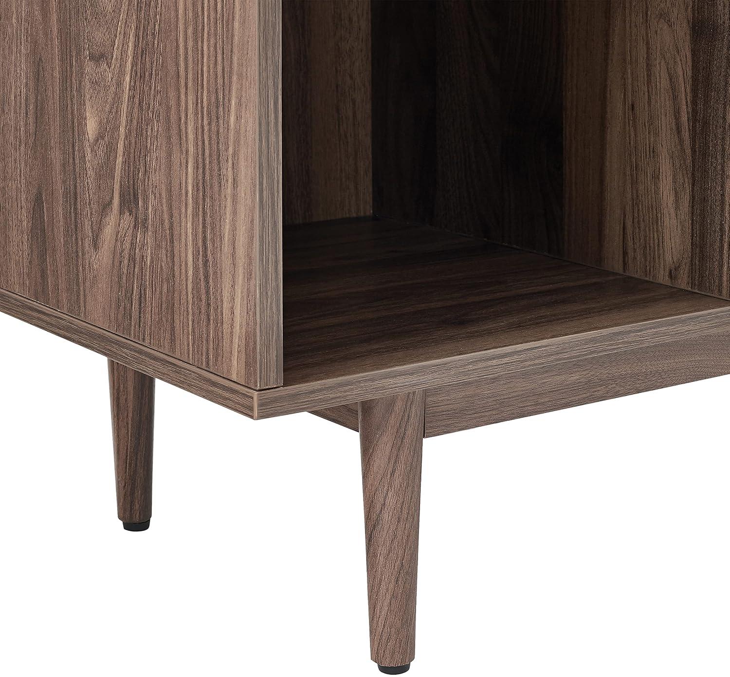35.88" Liam 6 Cube Bookcase Walnut - Crosley: Mid-Century Design, Media Center-Compatible, Tapered Legs