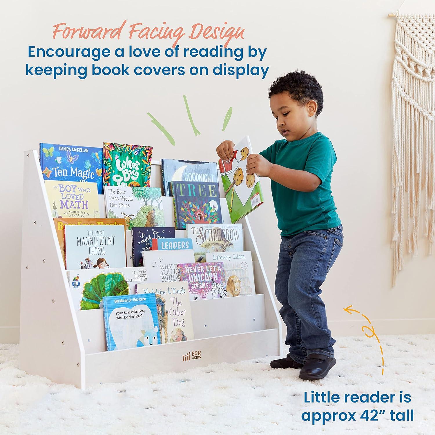 ECR4Kids Single-Sided Book Display, White Wash