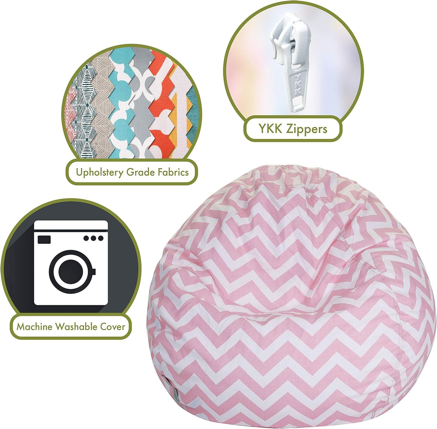 Baby Pink Chevron Cotton Small Bean Bag Chair