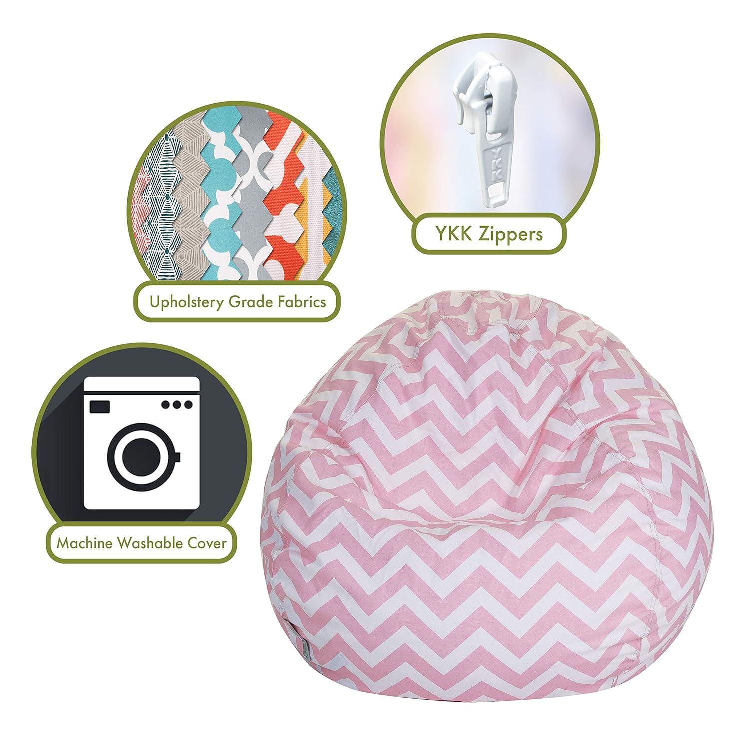 Baby Pink Chevron Cotton Small Bean Bag Chair