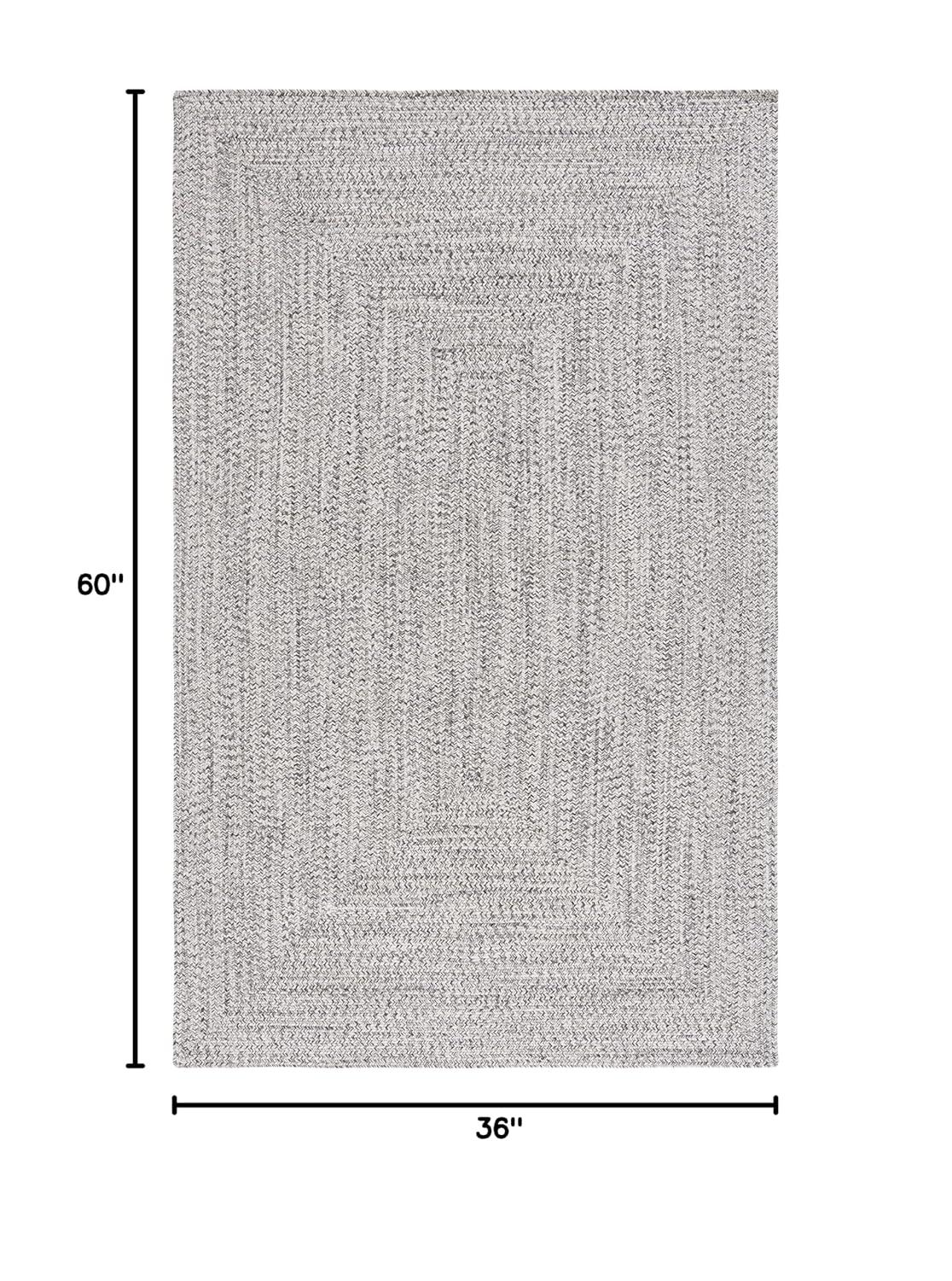 Braided BRA201 Machine Washable UV & Stain Resistant Non-Shedding Hand Woven Indoor/Outdoor Accent Rug - Grey/Ivory - 3'x5' - Safavieh