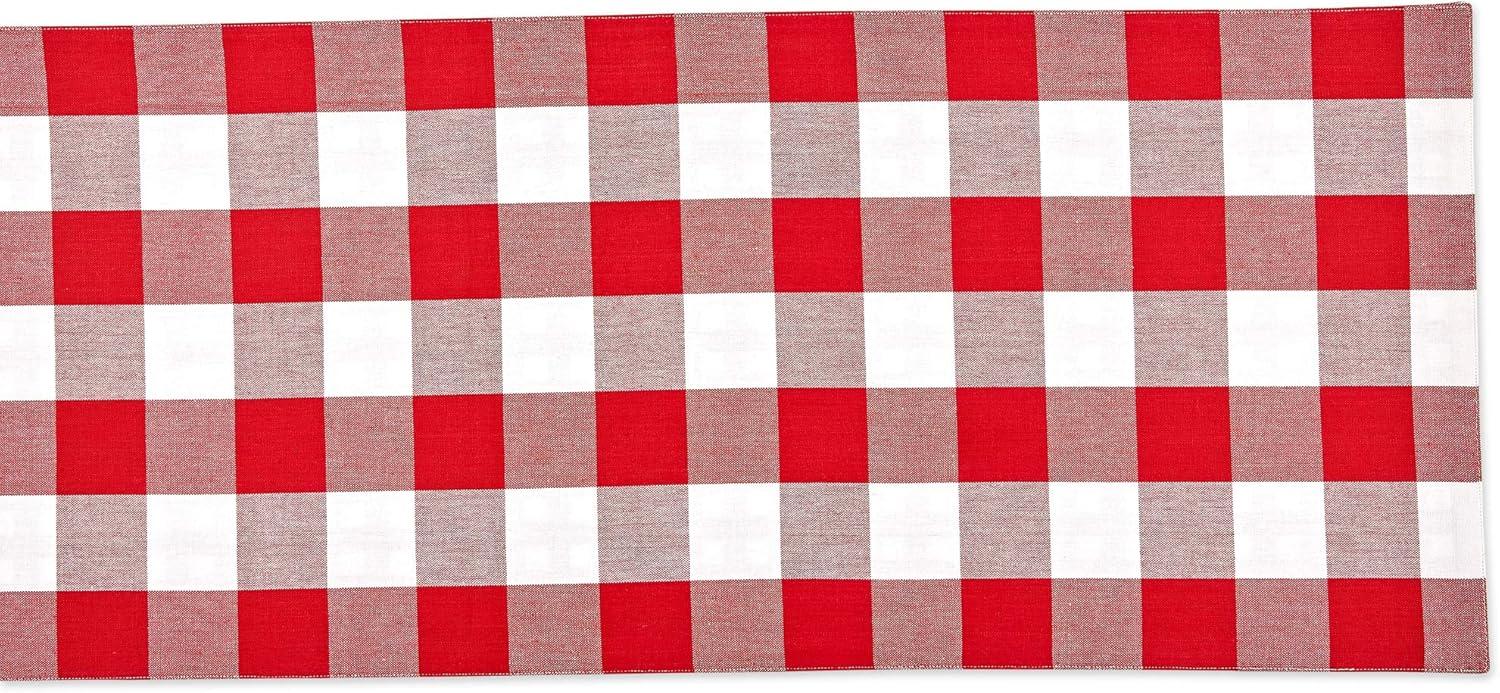 Red and White Cotton Gingham Check Table Runner 14x108