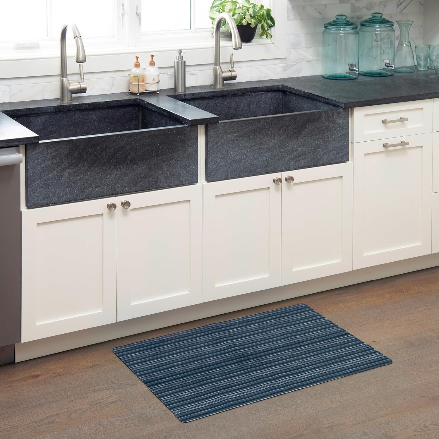 SoHome Smooth Step Striped Machine Washable Low Profile Stain Resistant Non-Slip Versatile Utility Kitchen Mat