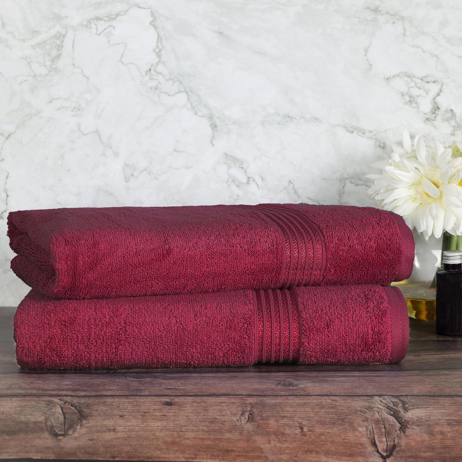 Oversized Burgundy Egyptian Cotton Bath Sheet Set