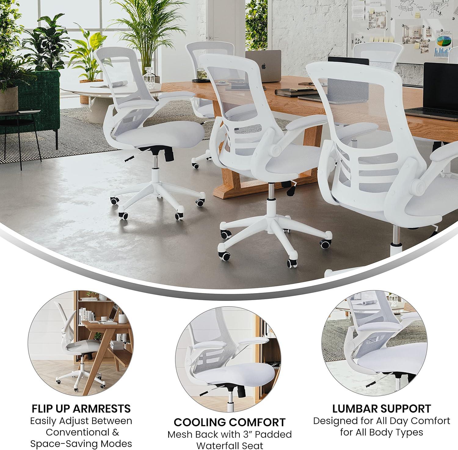 Flash Furniture Mid-Back Mesh Swivel Ergonomic Task Office Chair with Flip-Up Arms