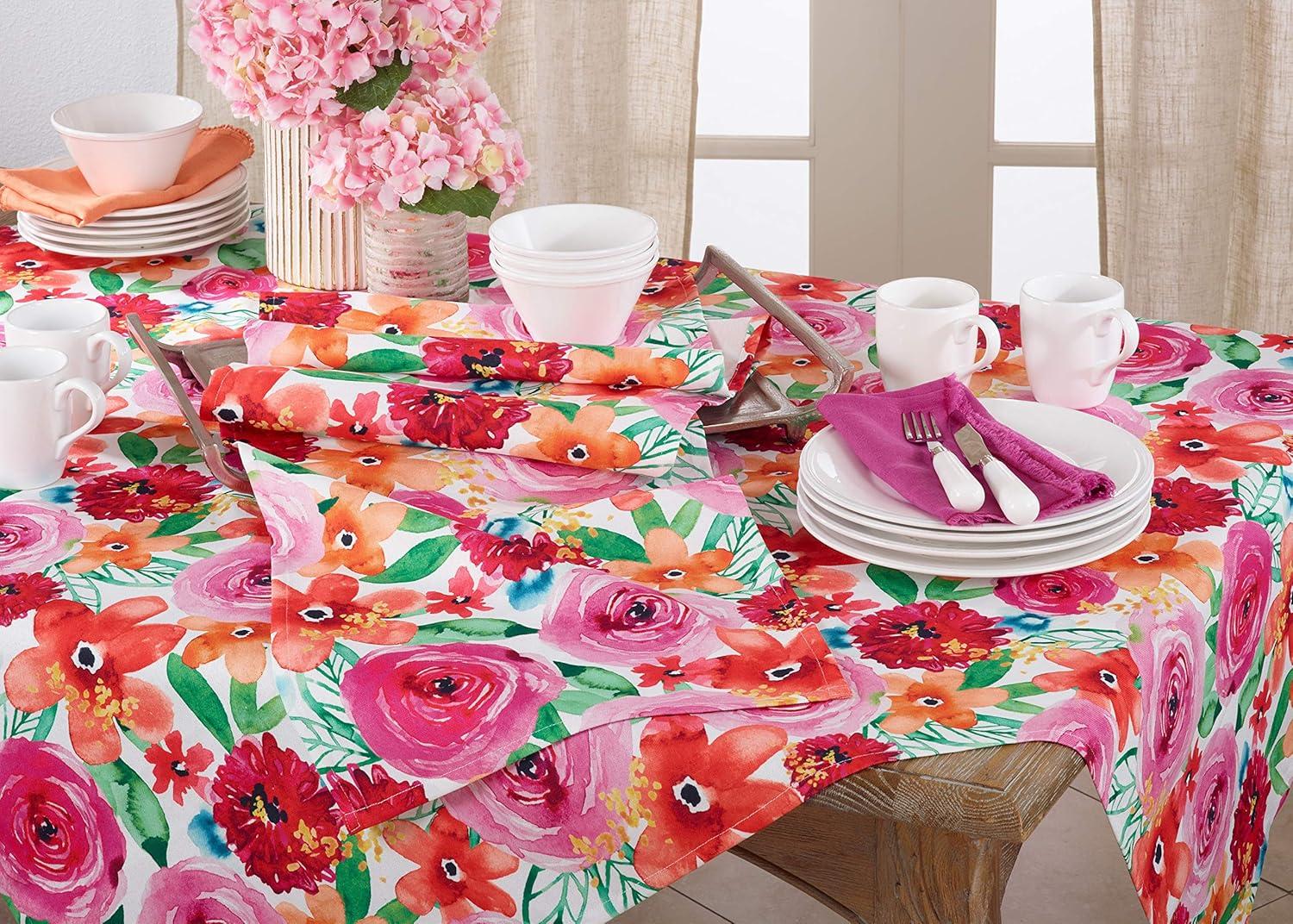 Colorful Floral Blossom Polyester Table Runner