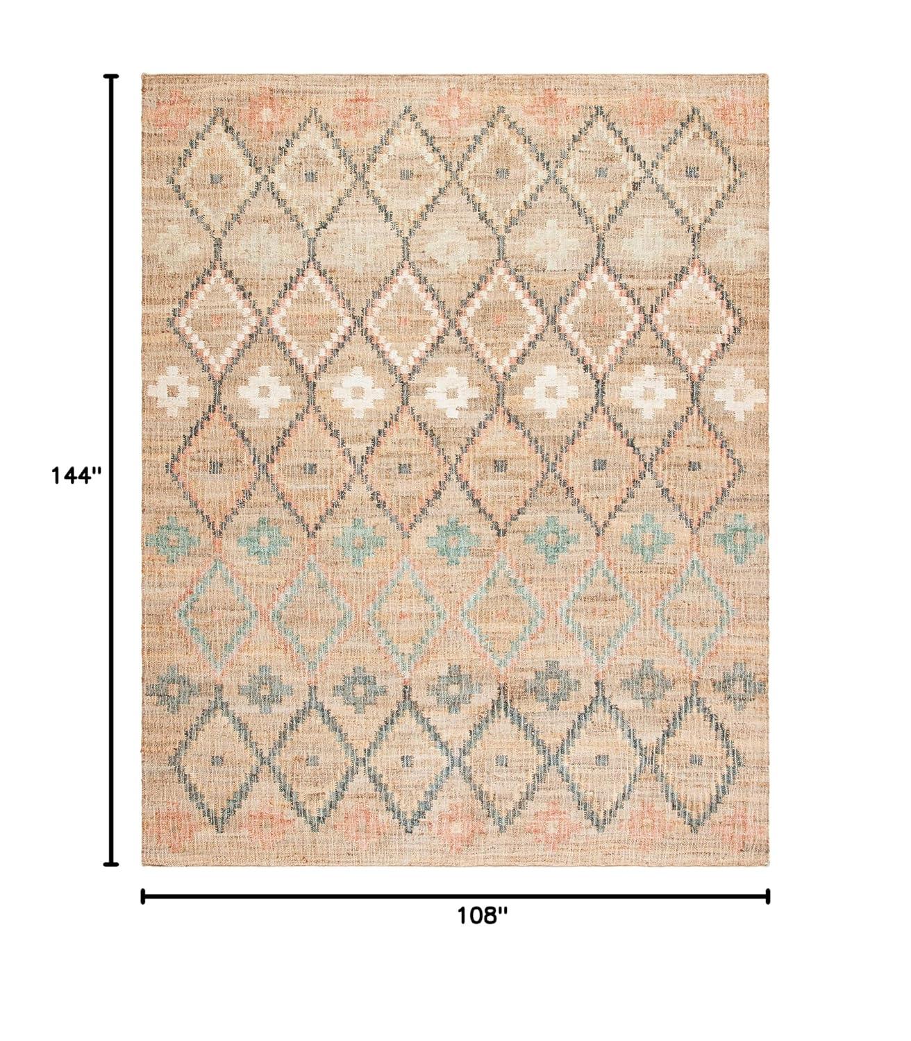 SAFAVIEH Alfombra Floral Geométrica Kilim Mendoza, Natural/azul, 9' x 12'