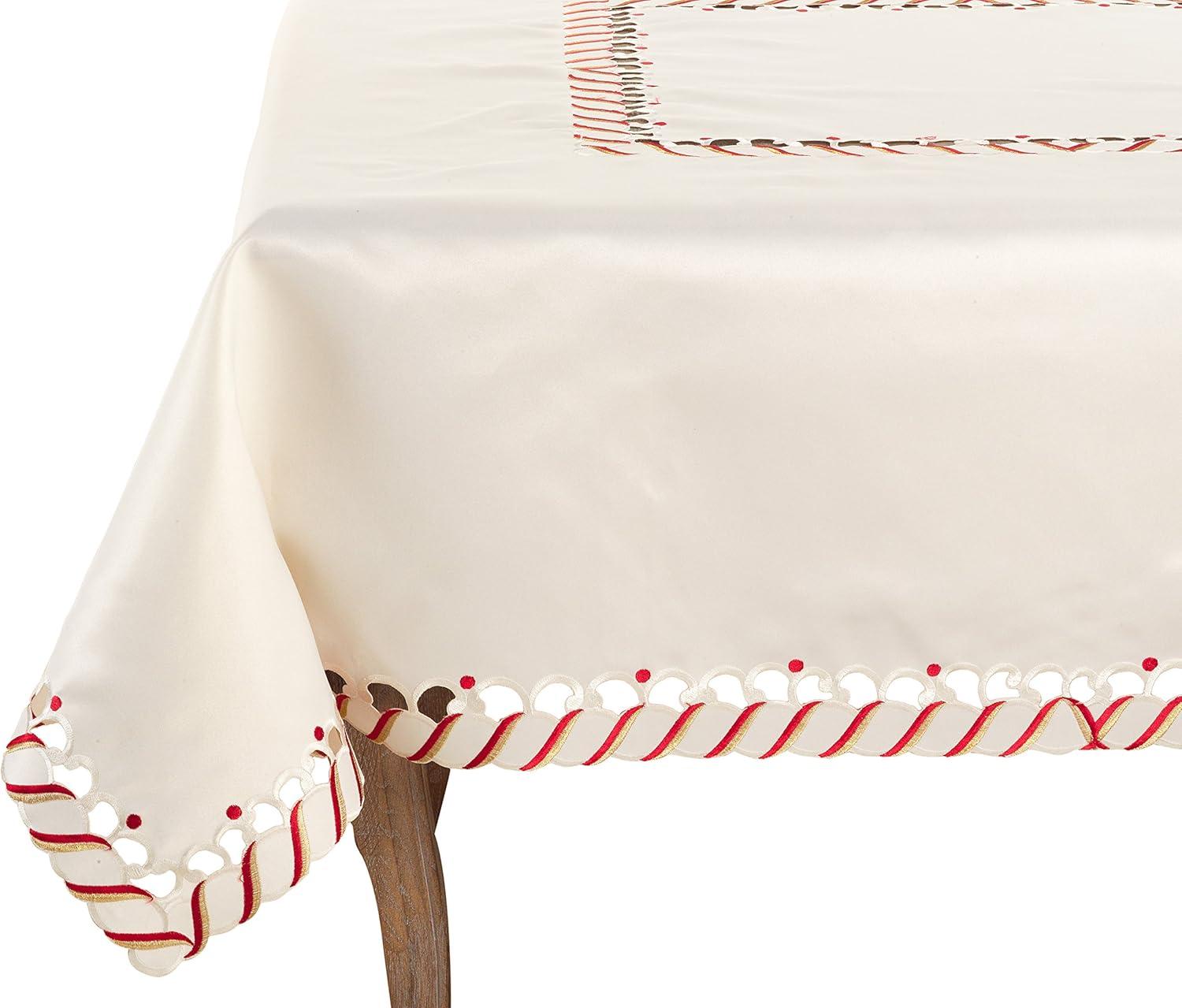 Saro Lifestyle Candy Cane Design Holiday Christmas Tablecloth