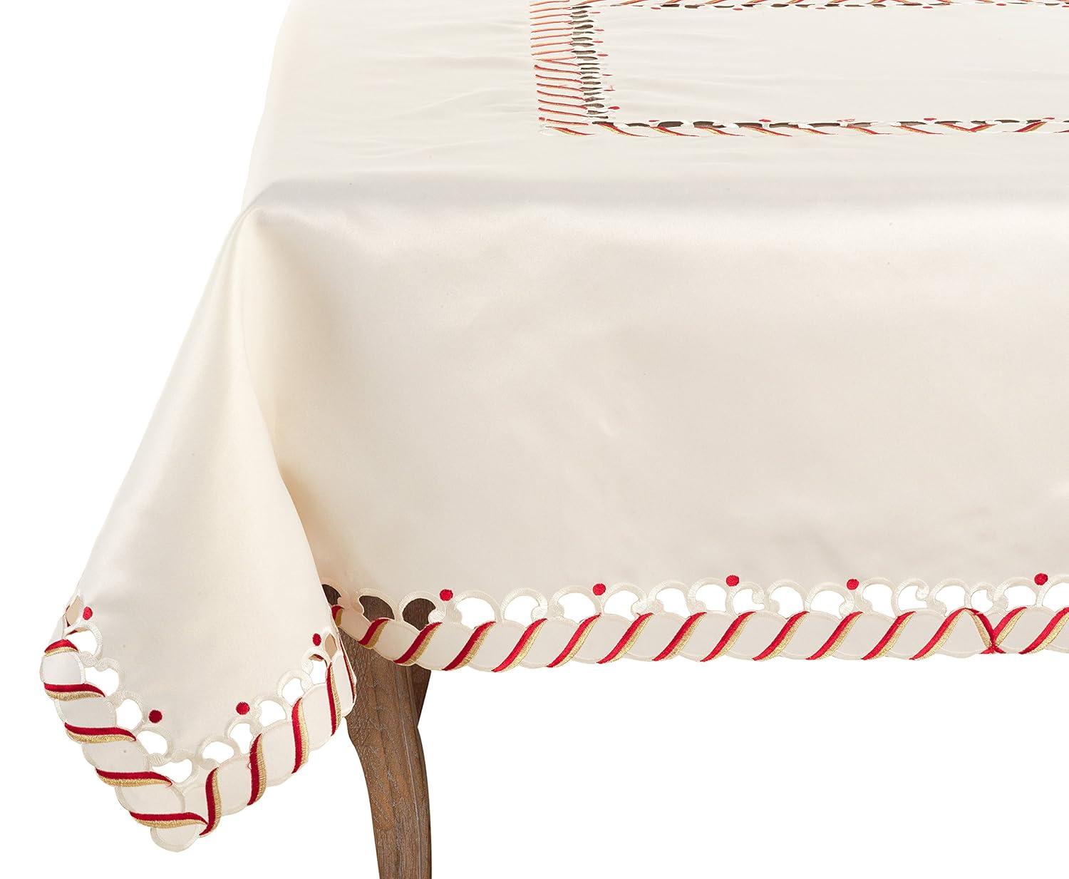 Saro Bonbon Striped Christmas Tablecloth