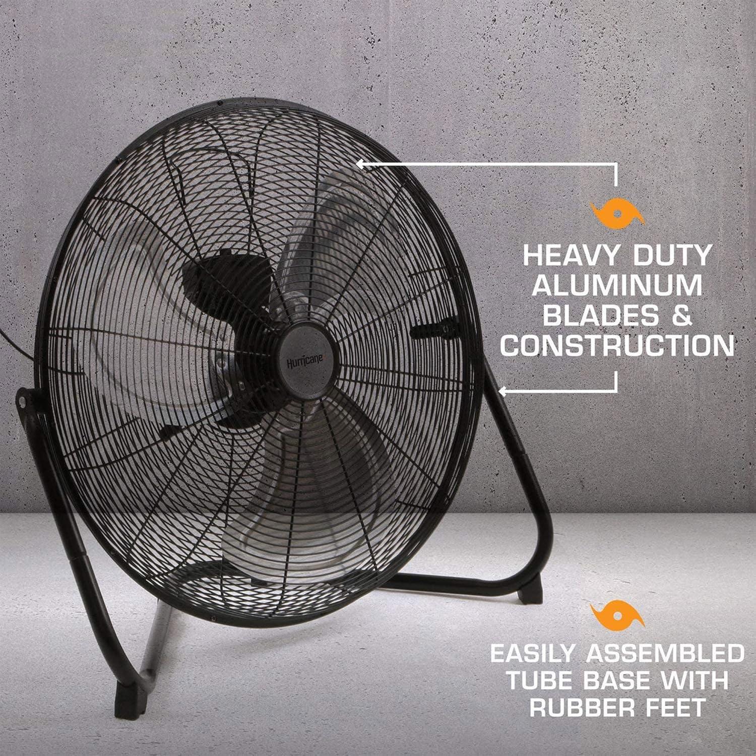 Hurricane Pro 20 Inch 3 Adjustable Speed High Velocity Metal Box Fan, Black