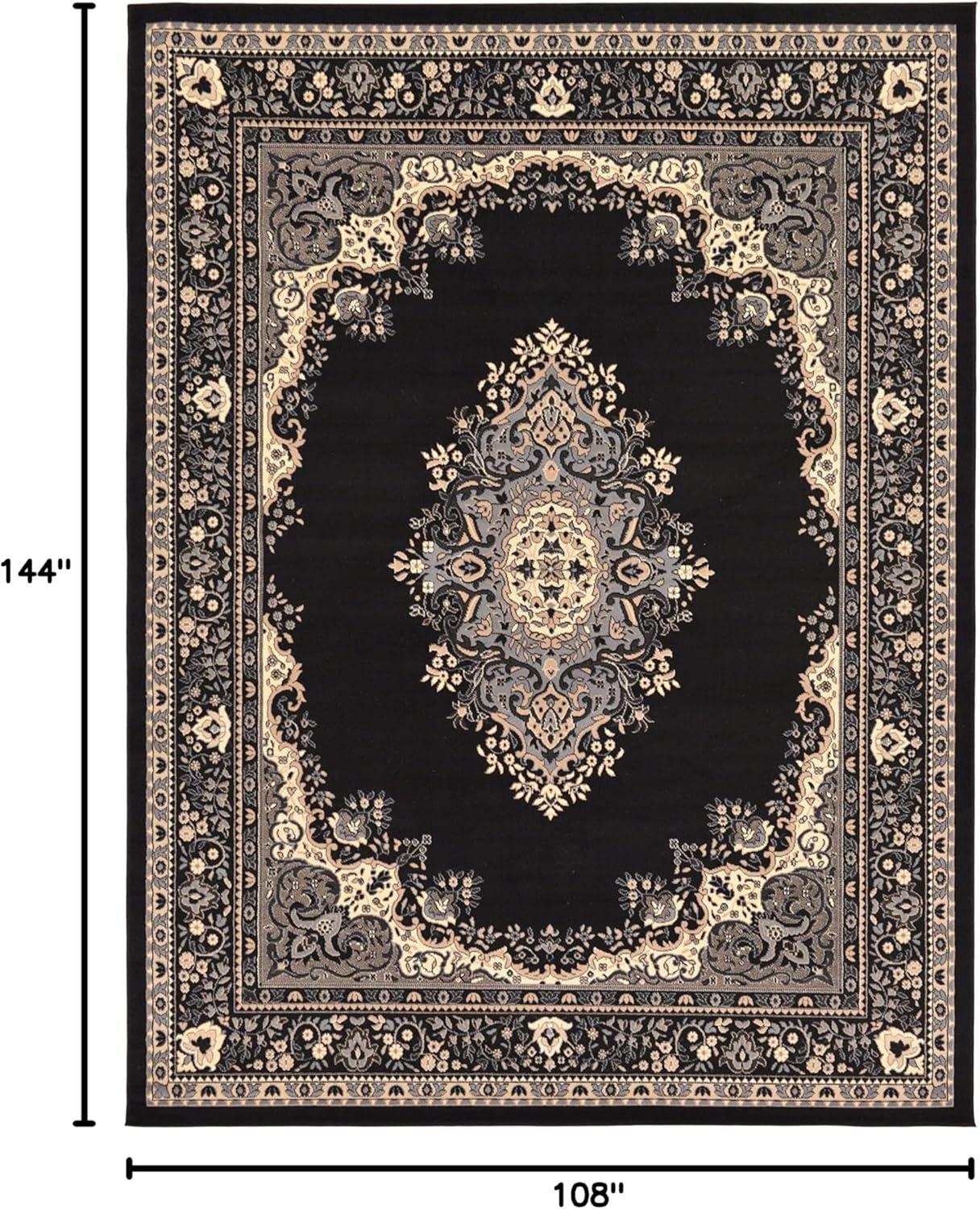 Rugs.com Amaya Collection Rug – 9' x 12' Black Medium Rug Perfect For Living Rooms, Large Dining Rooms, Open Floorplans