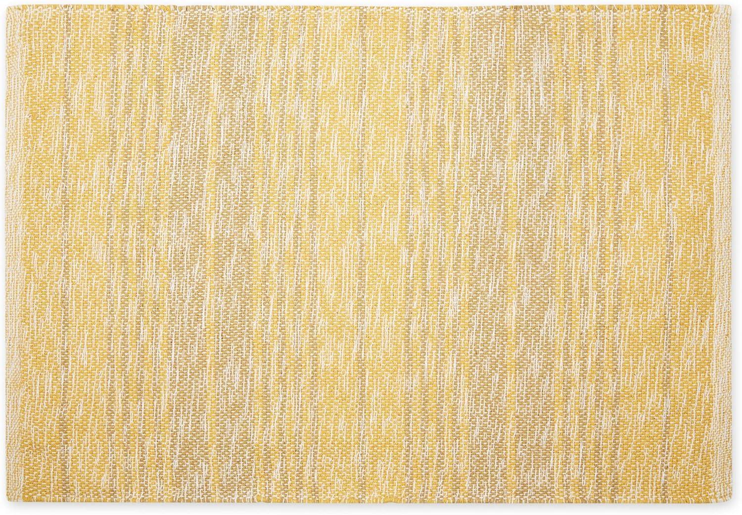 Variegated Honey Gold Stripe Handwoven Recycled Yarn Rug 2x3 Ft