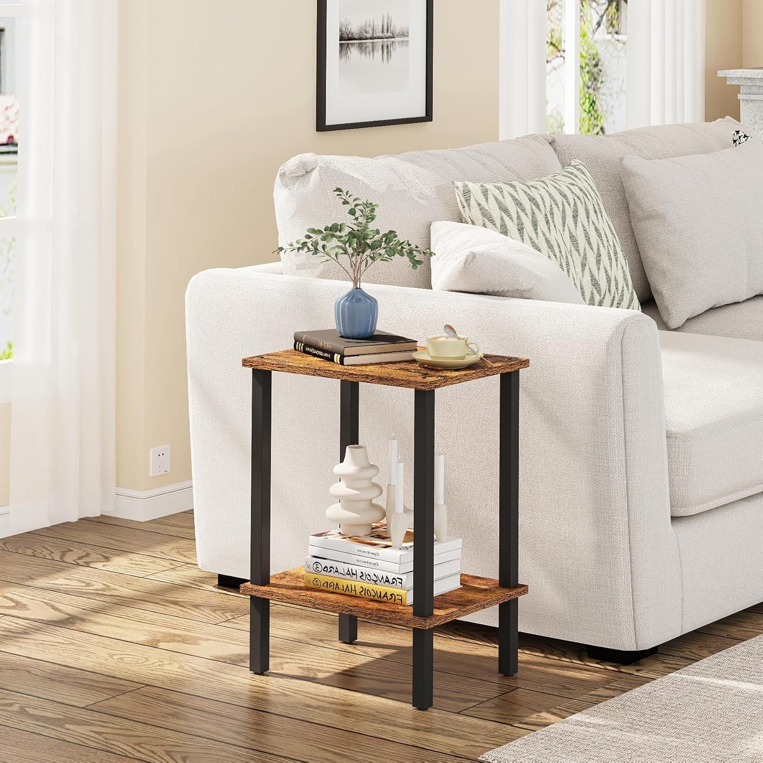 End Table, Set of 2, Side Table, Nightstand, 2-Tier Storage Shelf, Sofa Table for Small Space, Living Room, Bed Room TB01BB035