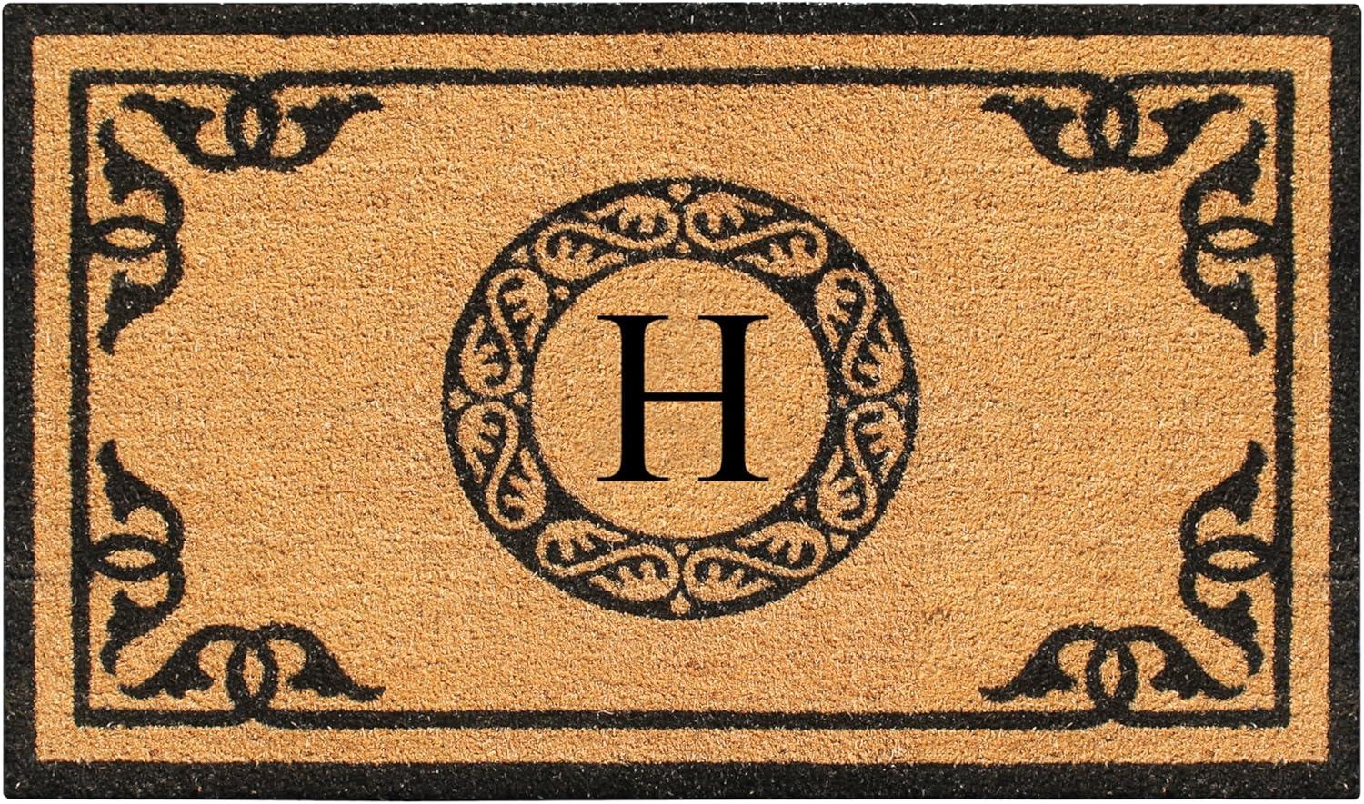 A1HC First Impression Hand Crafted by Artisans Geneva Monogrammed Entry Doormat, 24"X39" H