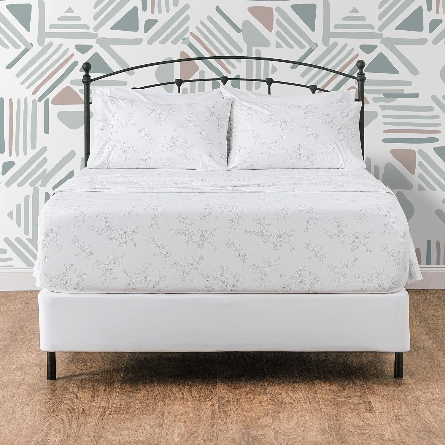Chanasya Floral Microfiber Percale Sheet Set