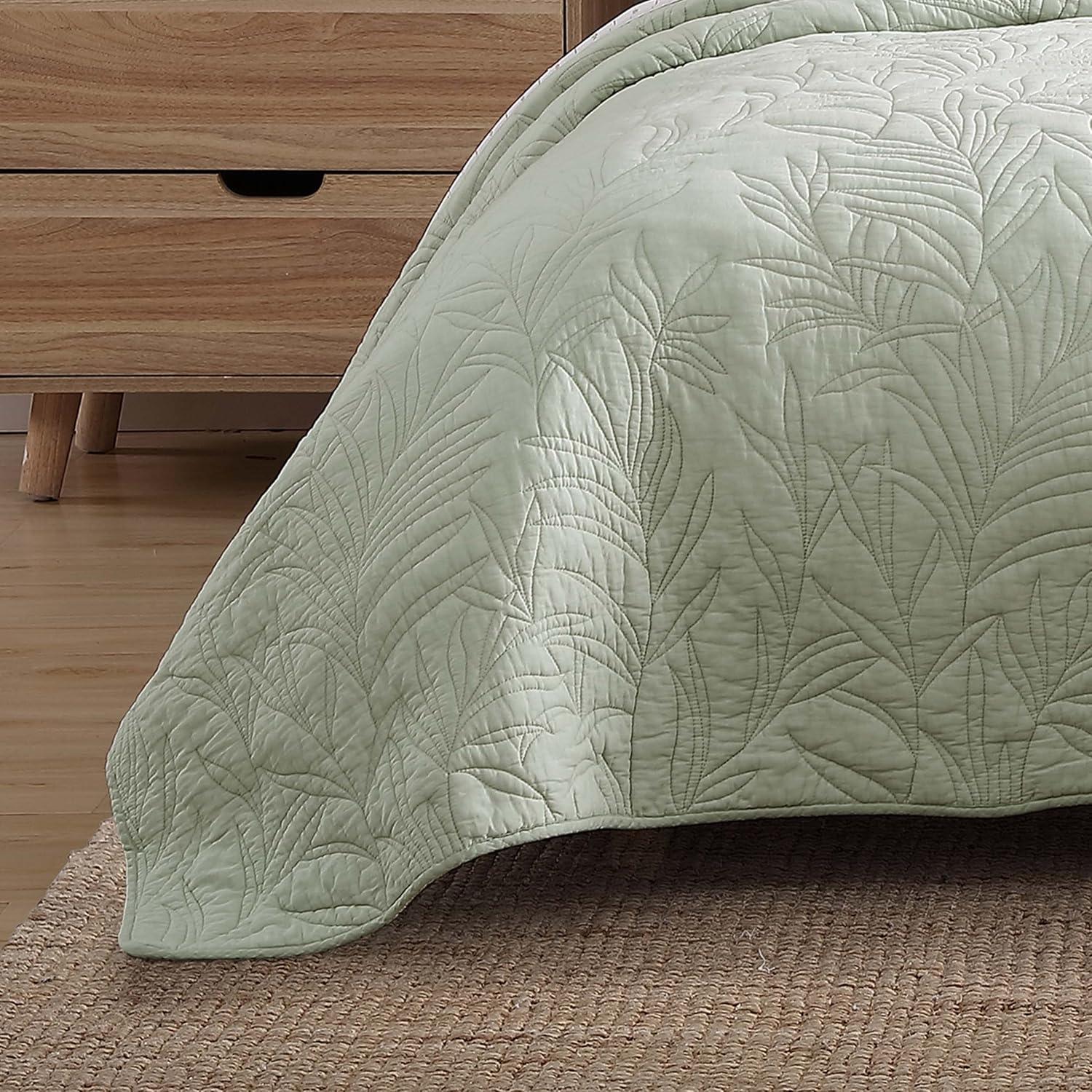 Tommy Bahama Solid Costa Sera Stitch Green Cotton Quilt