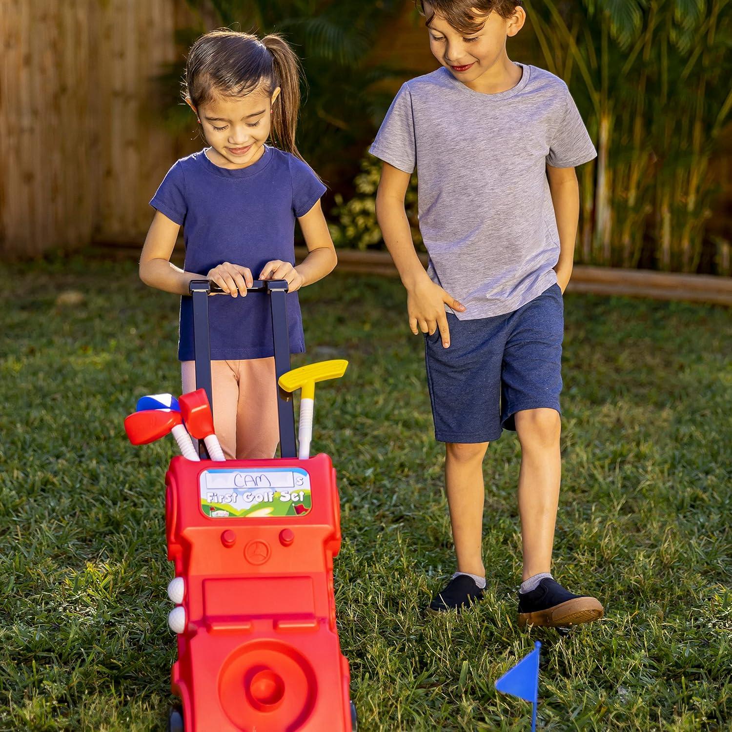 Kids Red Plastic Golf Set with Carry Case and Accessories