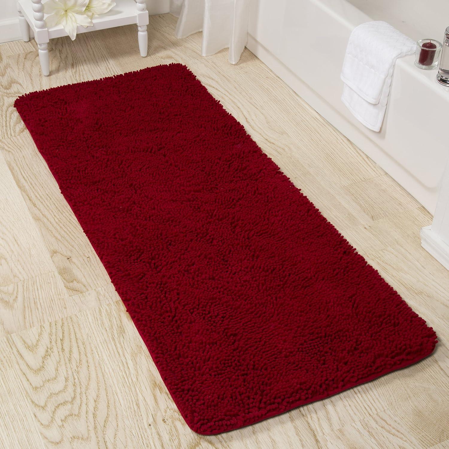 Burgundy Memory Foam Shag Bath Mat 24x58