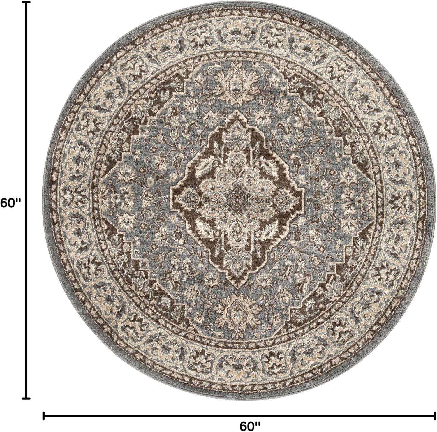 Traditional Vintage Medallion Floral Scroll Indoor Area Rug by Blue Nile Mills