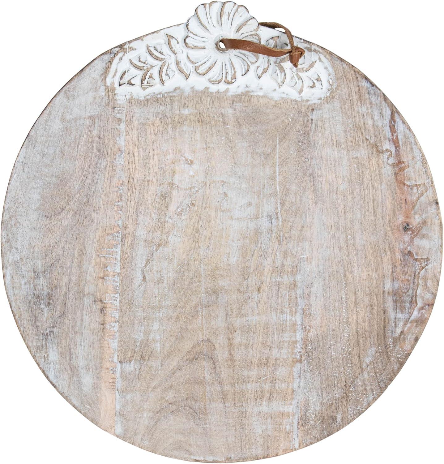 Large Round White Wood Cutting Board - Foreside Home & Garden