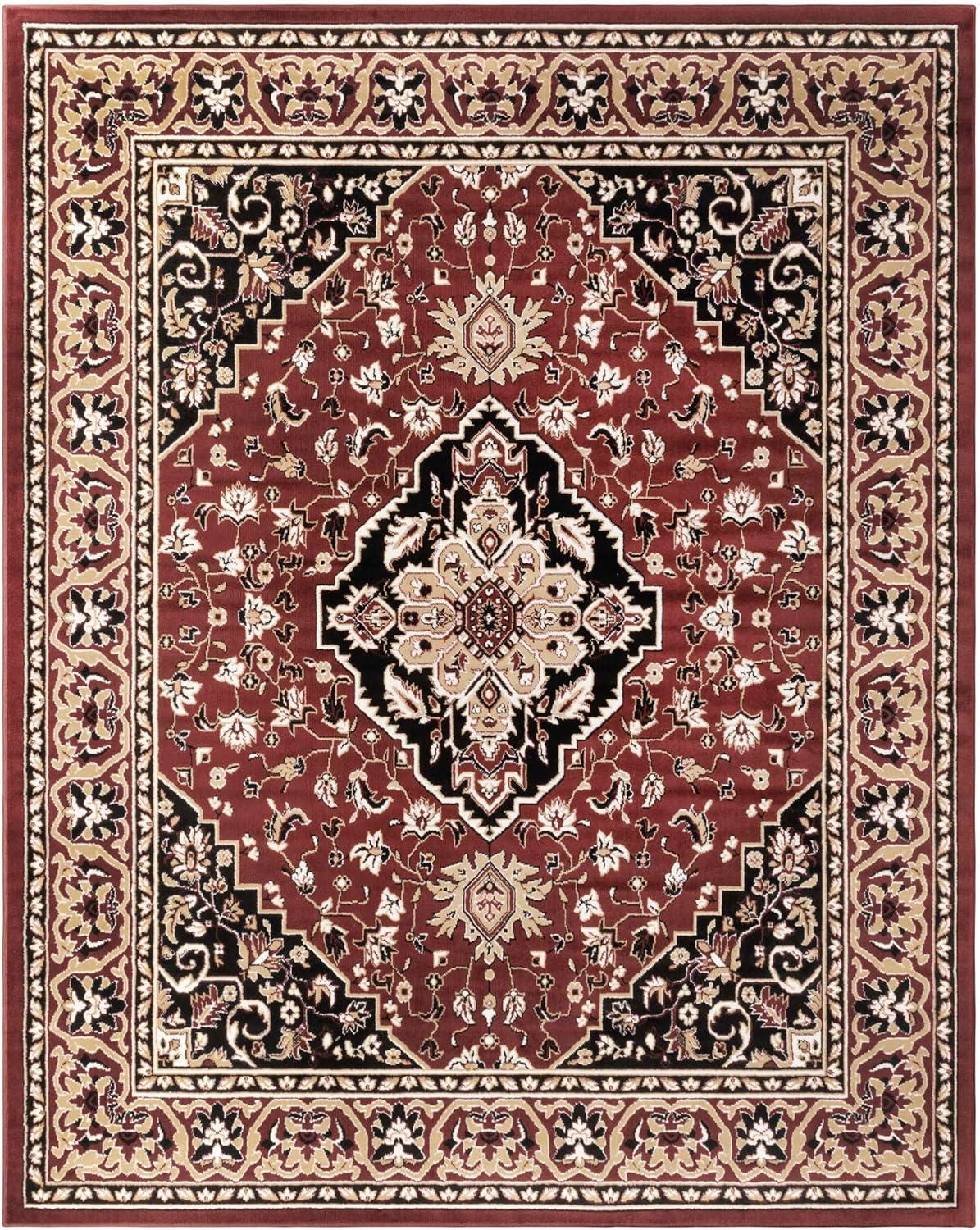 Red 6' x 9' Synthetic Medallion Area Rug