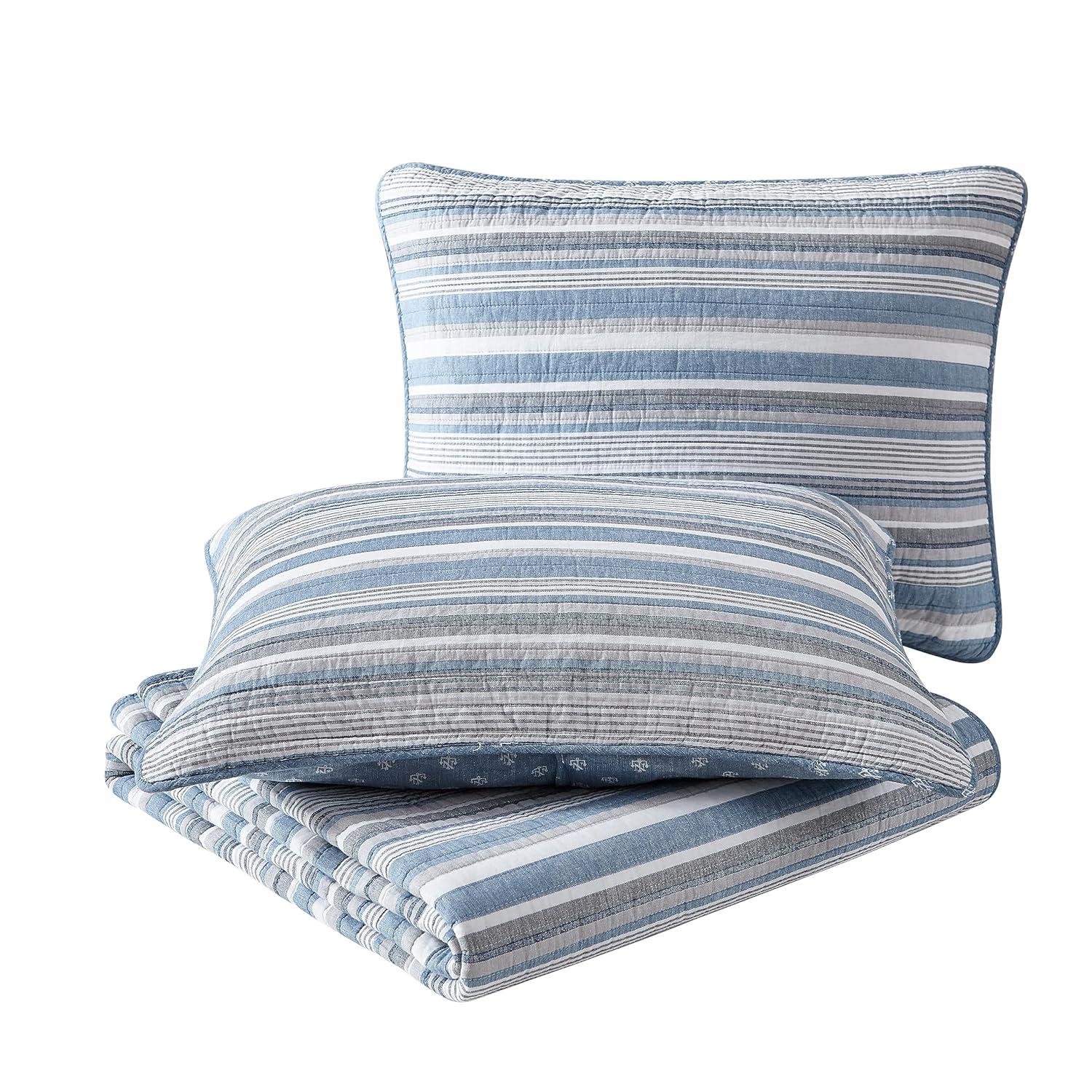 Nautica Nautica Jettison Cotton Reversible Blue Quilt Set