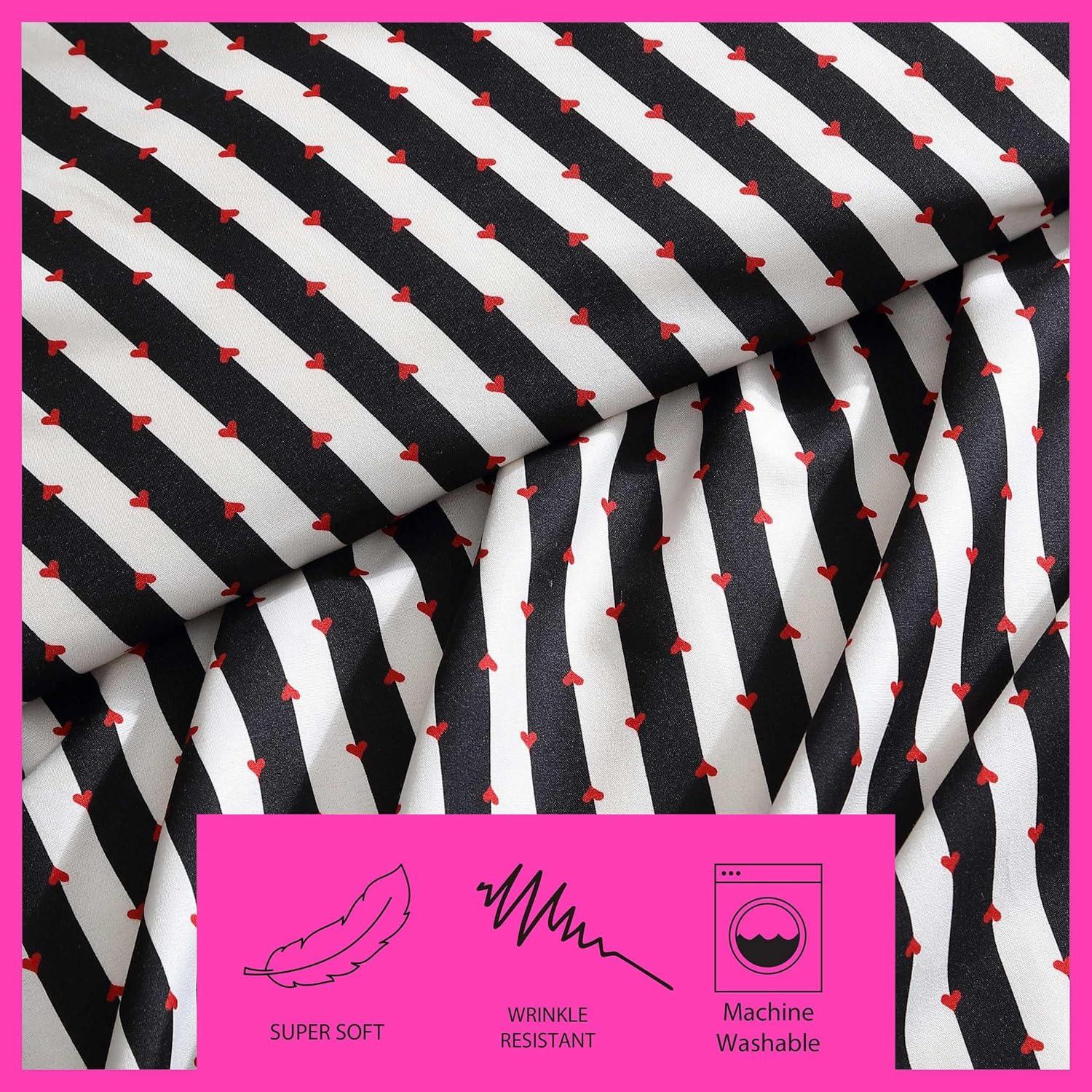 Betsey Johnson Wonderland Stripe Black Reversible Duvet Cover Set