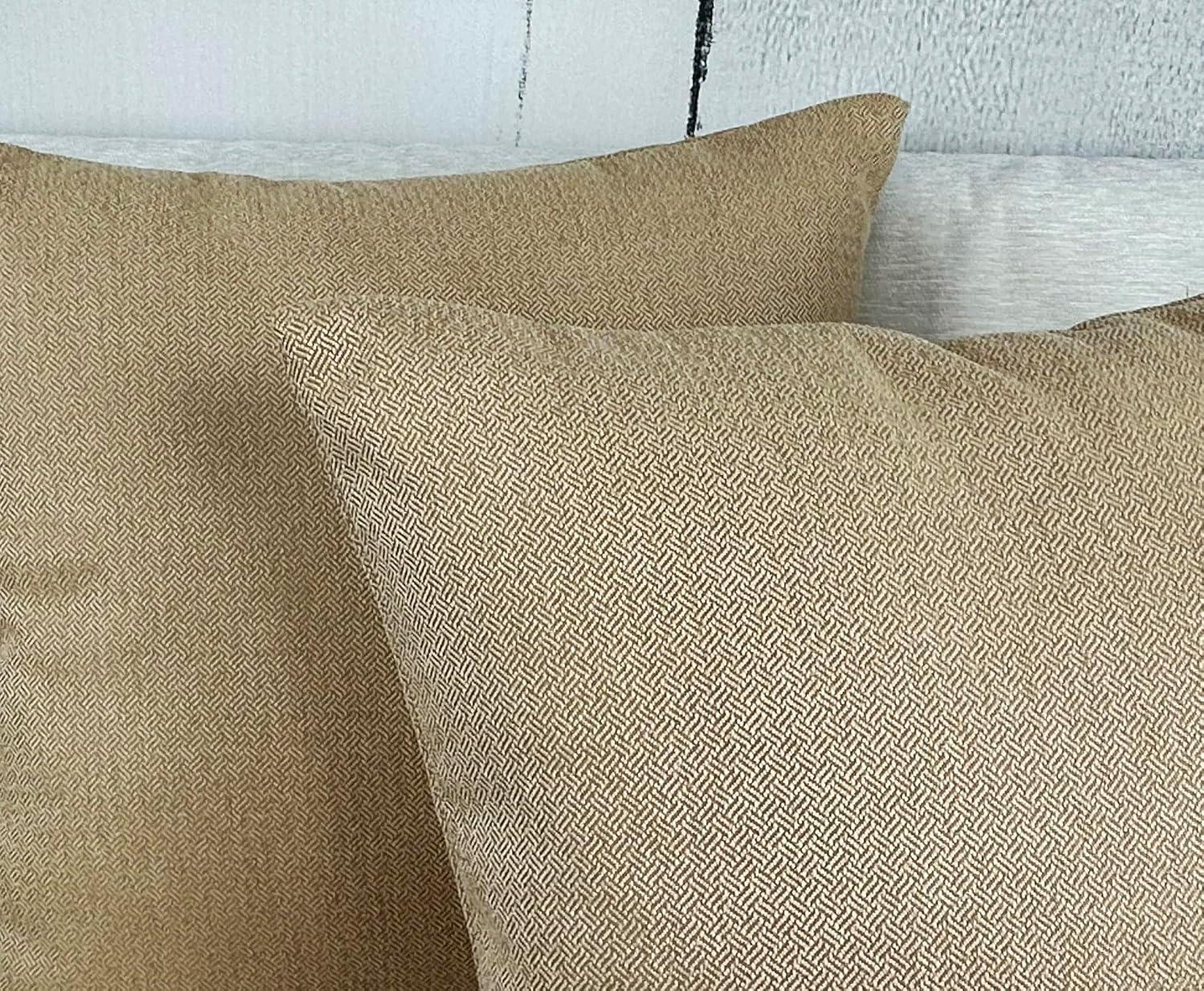 Aiking 2 Pieces of 18" x 18" Brushed 100% Polyester Decorative Throw Pillow Covers, Zipper Closure, Brass