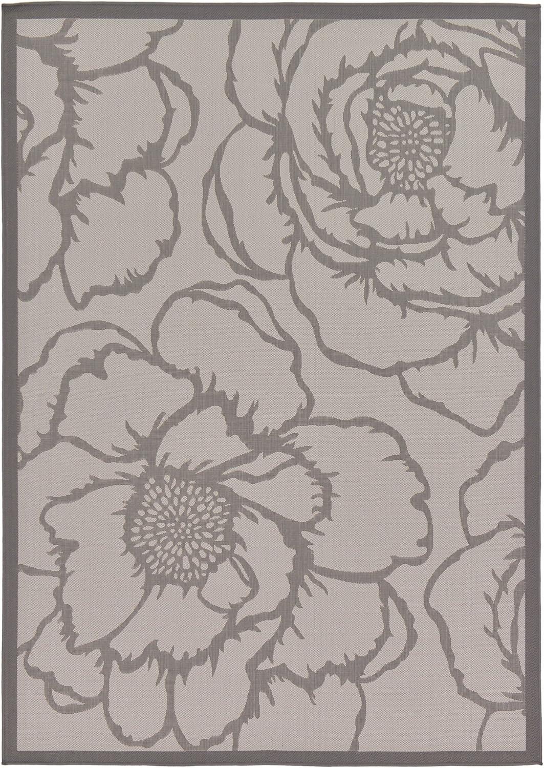 Unique Loom Outdoor Botanical Collection Area Rug - Rose (7' 1" x 10' Rectangle Gray/Silver)