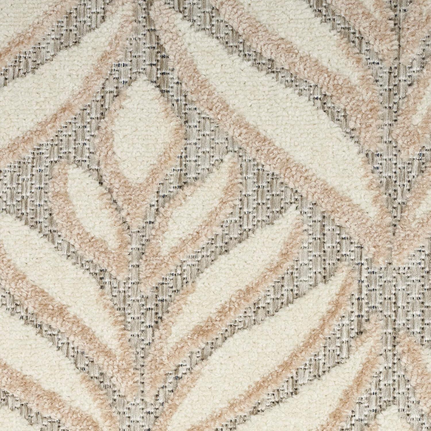 Nourison Aloha Tropical Palm Flatweave High-Low Indoor Outdoor Area Rug Ivory Grey 5'3" x 7'5"