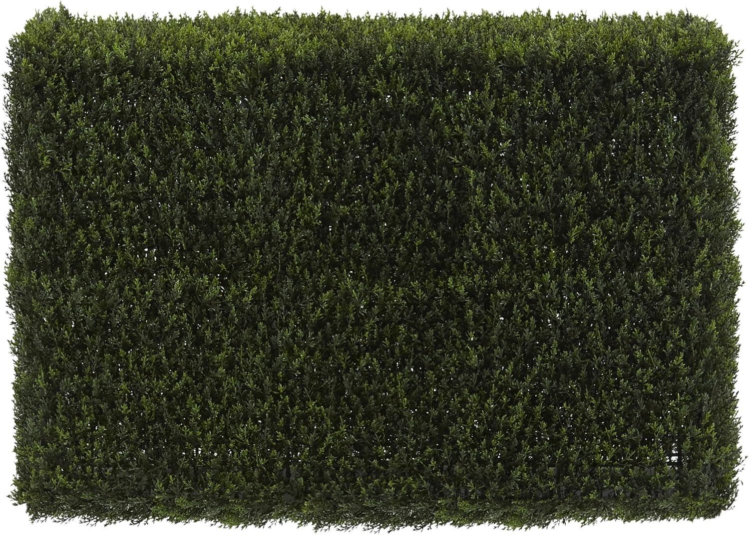 Nearly Natural Artificial 20" Decorative Cedar Hedge Indoor/Outdoor: Faux Floral Accent, Polyester & Plastic