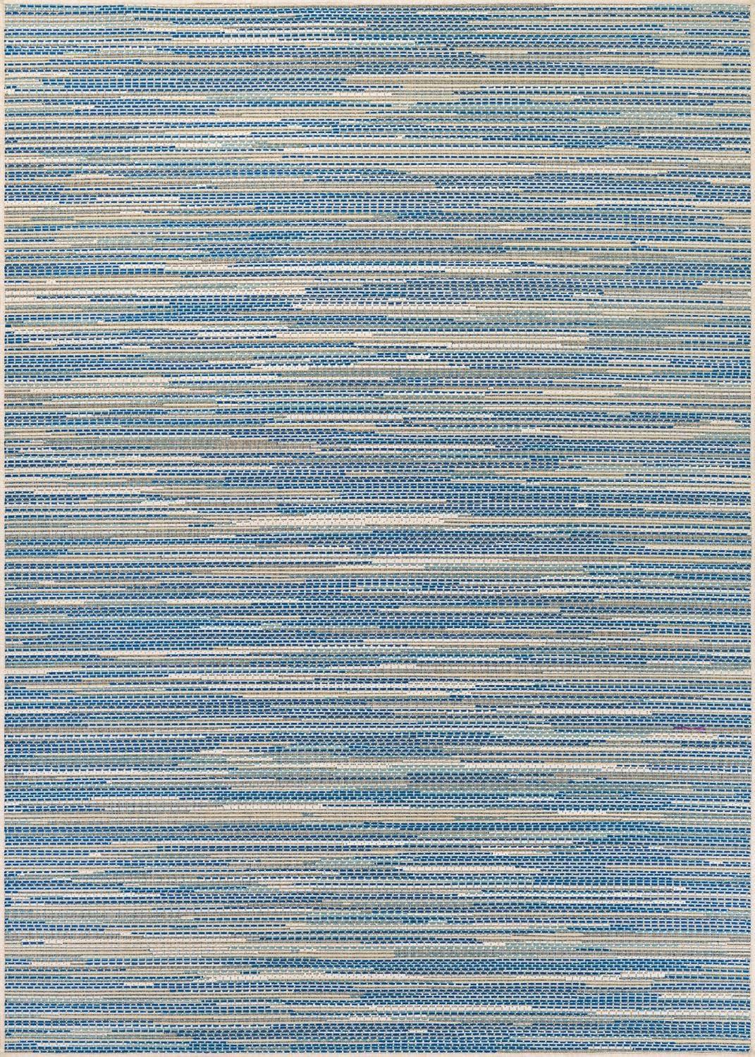 Monaco Sand and Azure Stripe 5' x 7' Indoor/Outdoor Rug