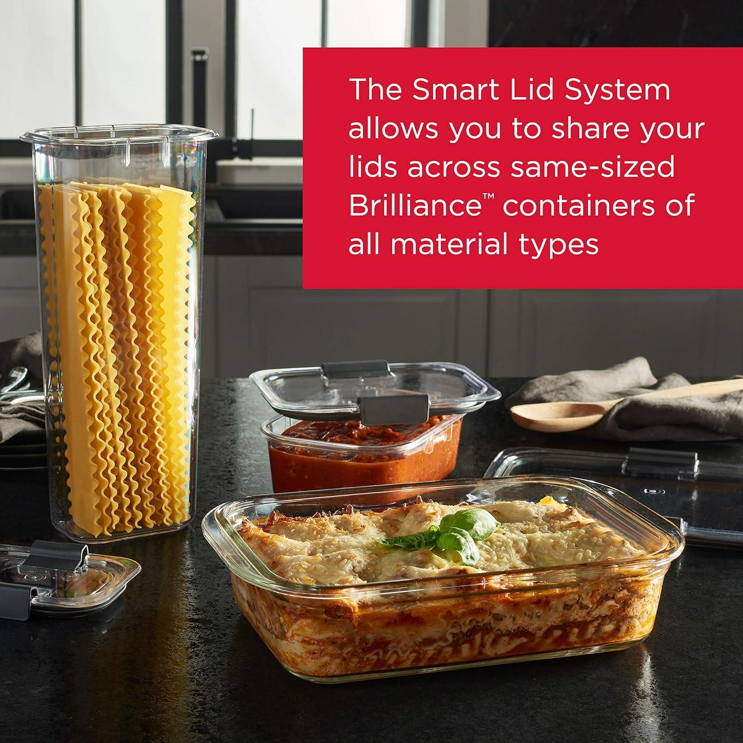 Rubbermaid Brilliance Glass Variety Set of 4 Food Storage Containers with Latching Lids