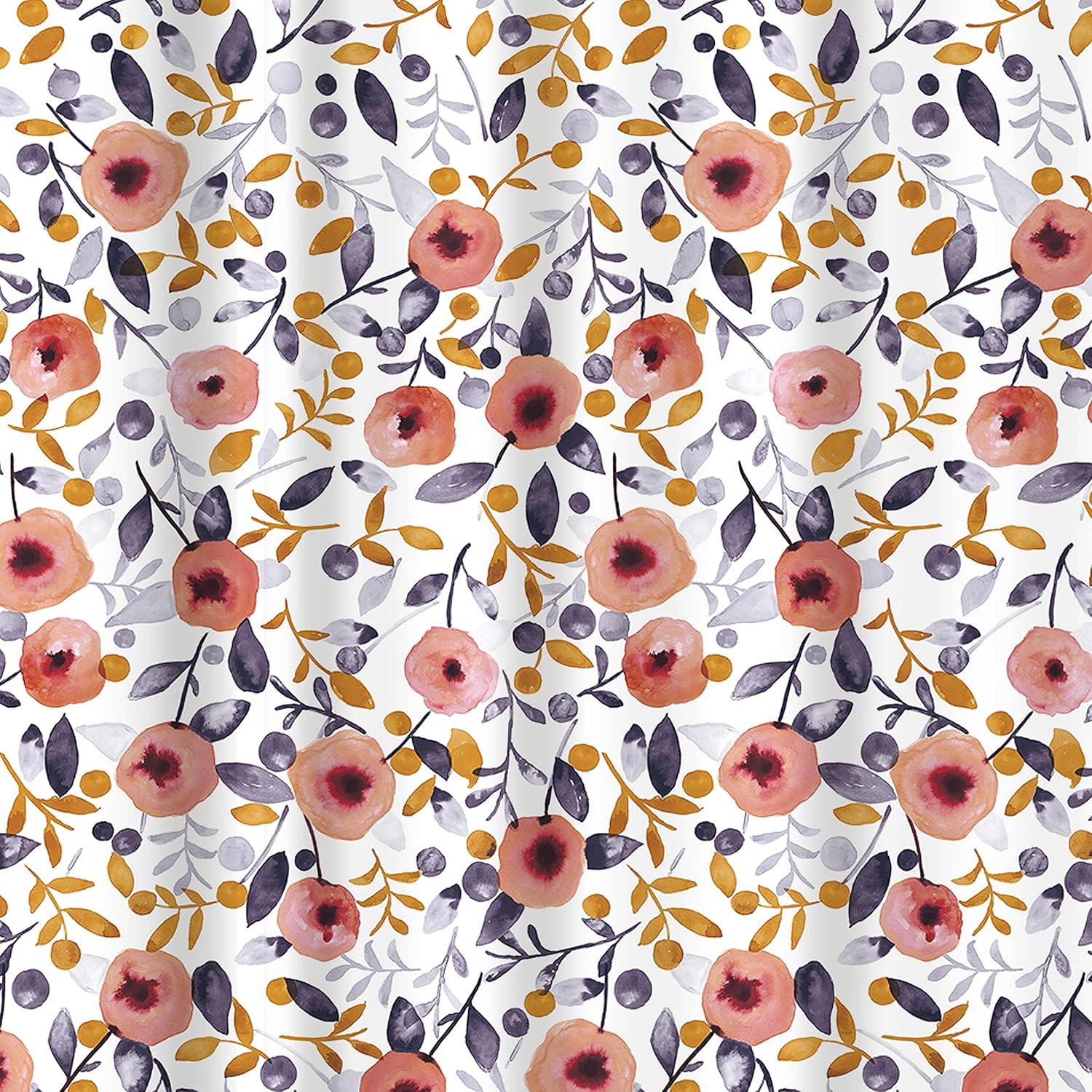 Pink Floral PEVA Shower Curtain with Rust Resistant Grommets